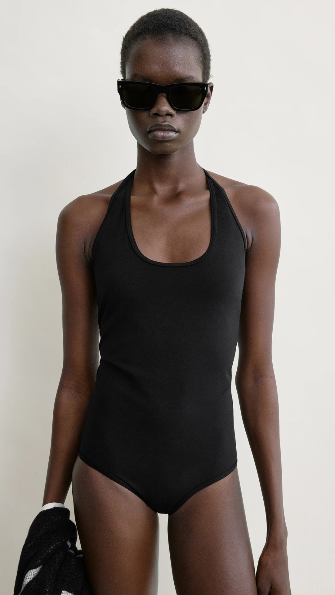 Toteme Halter Tie Swimsuit in Black
