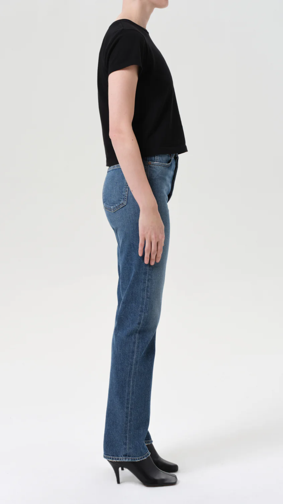 Agolde 90's Pinch Waist High Rise Straight Long Jean in Overcast