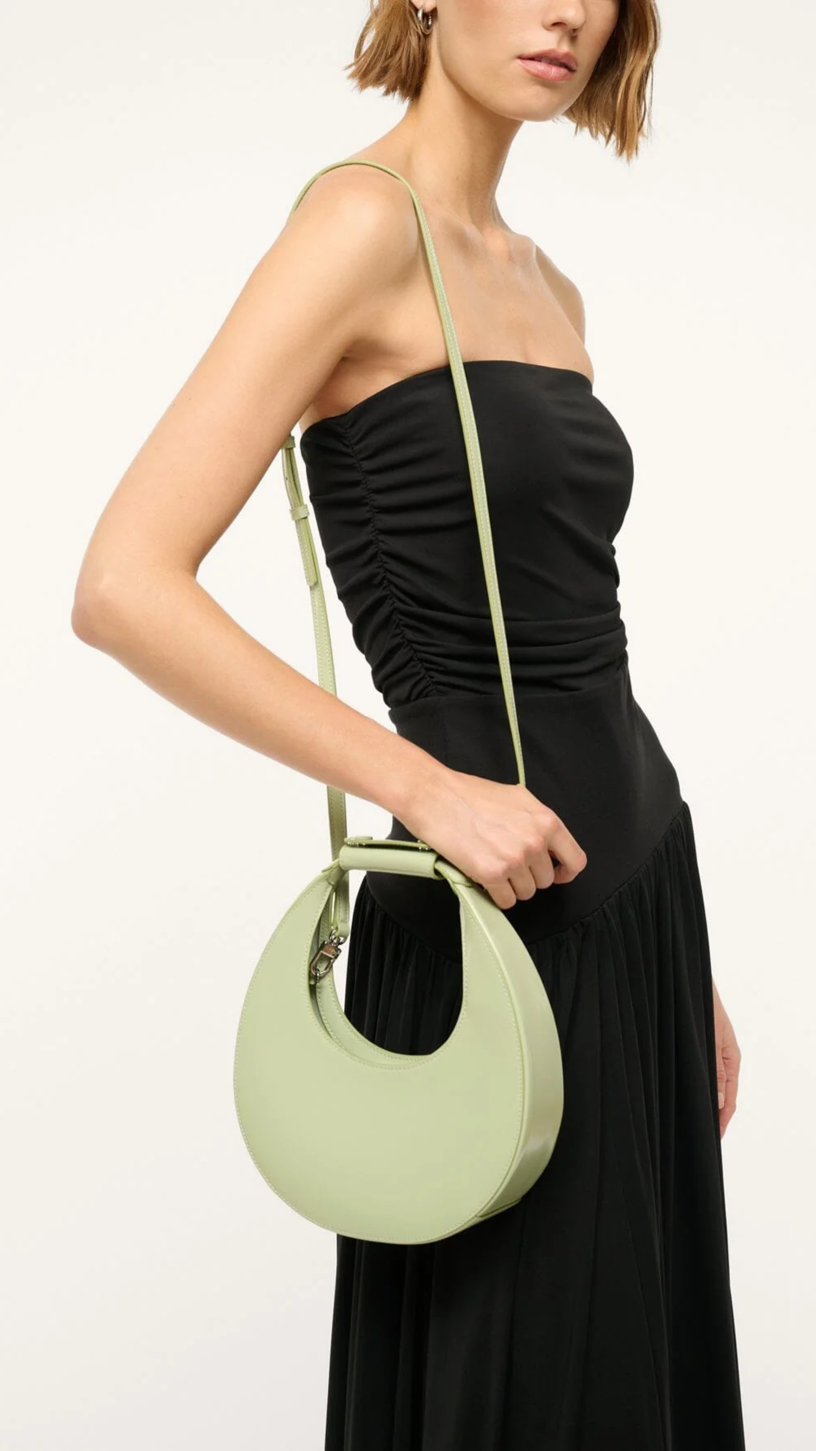 Staud Mini Moon Bag in Pale Jade