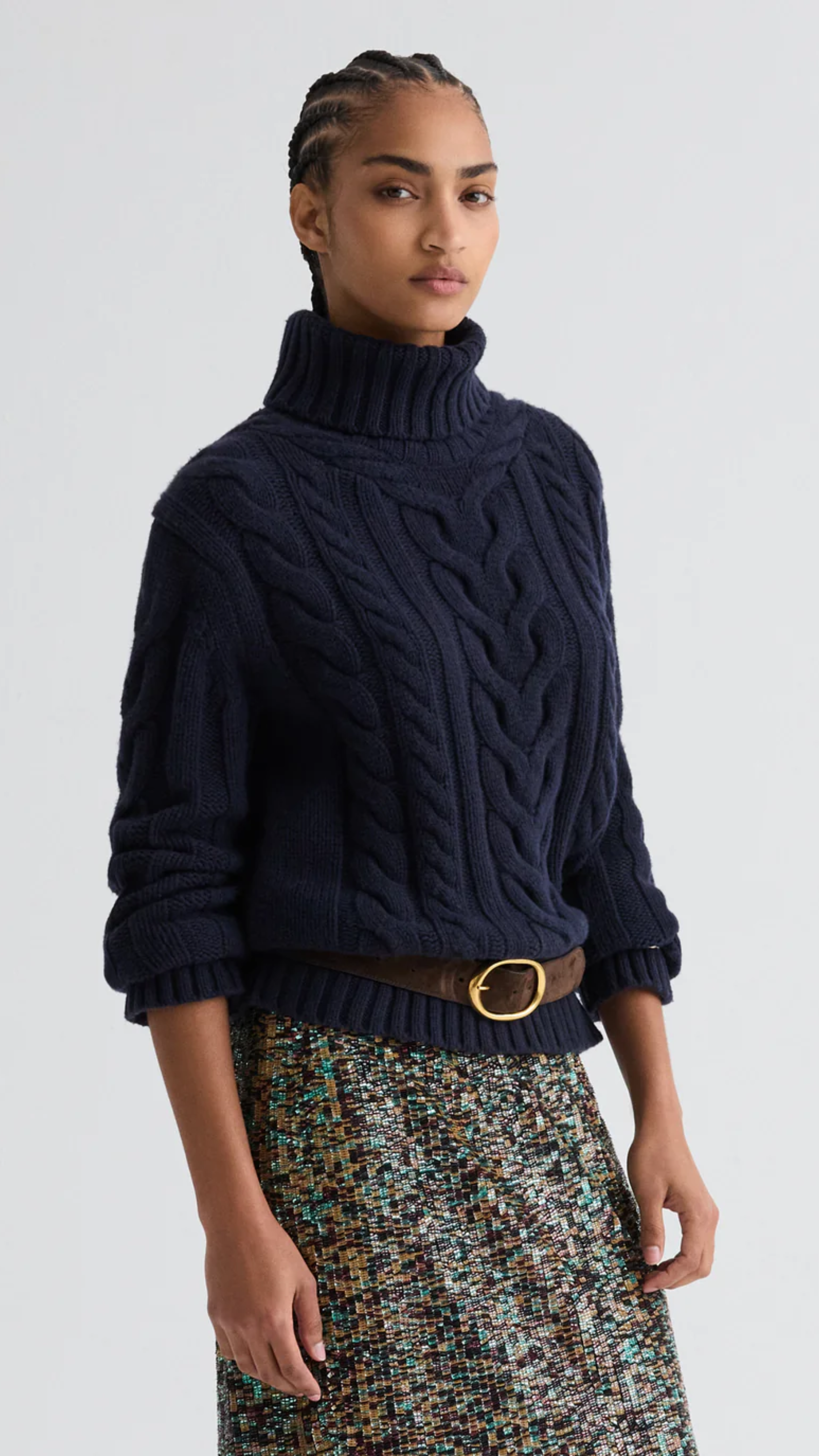 TWP Traveling T Neck Sweater in Midnight