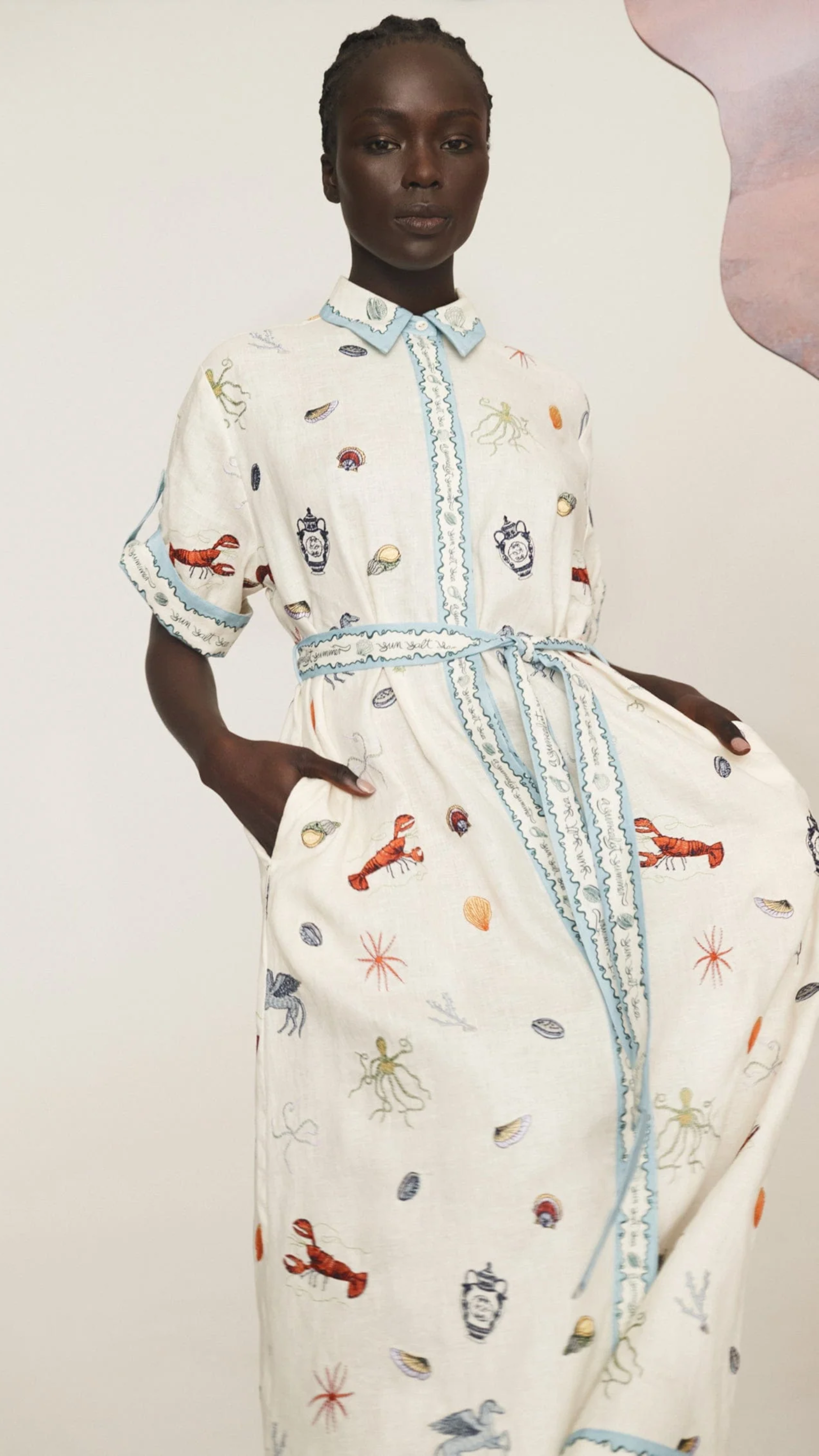 Alemais Sandy Embroidered Shirtdress in Mutli