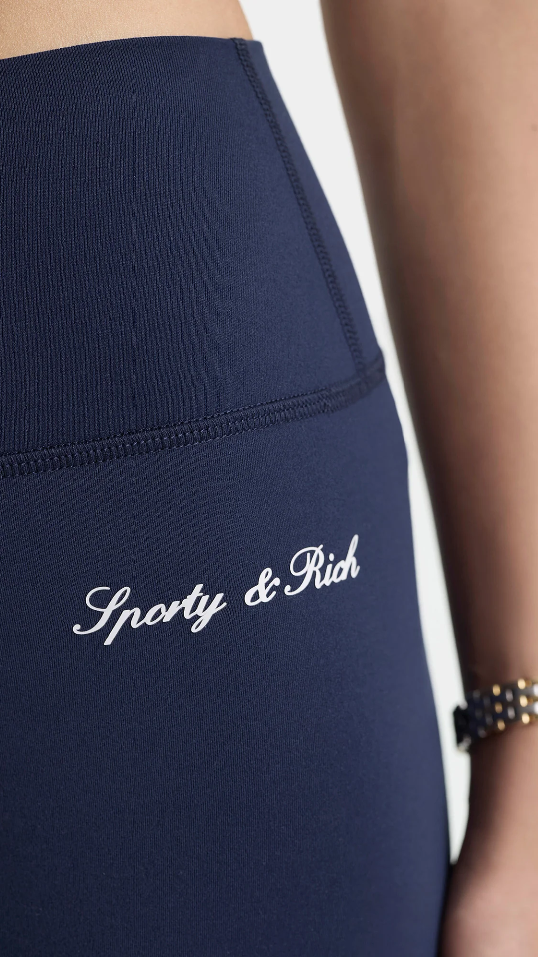 Sporty & Rich Signature Logo Legging in Dark Navy