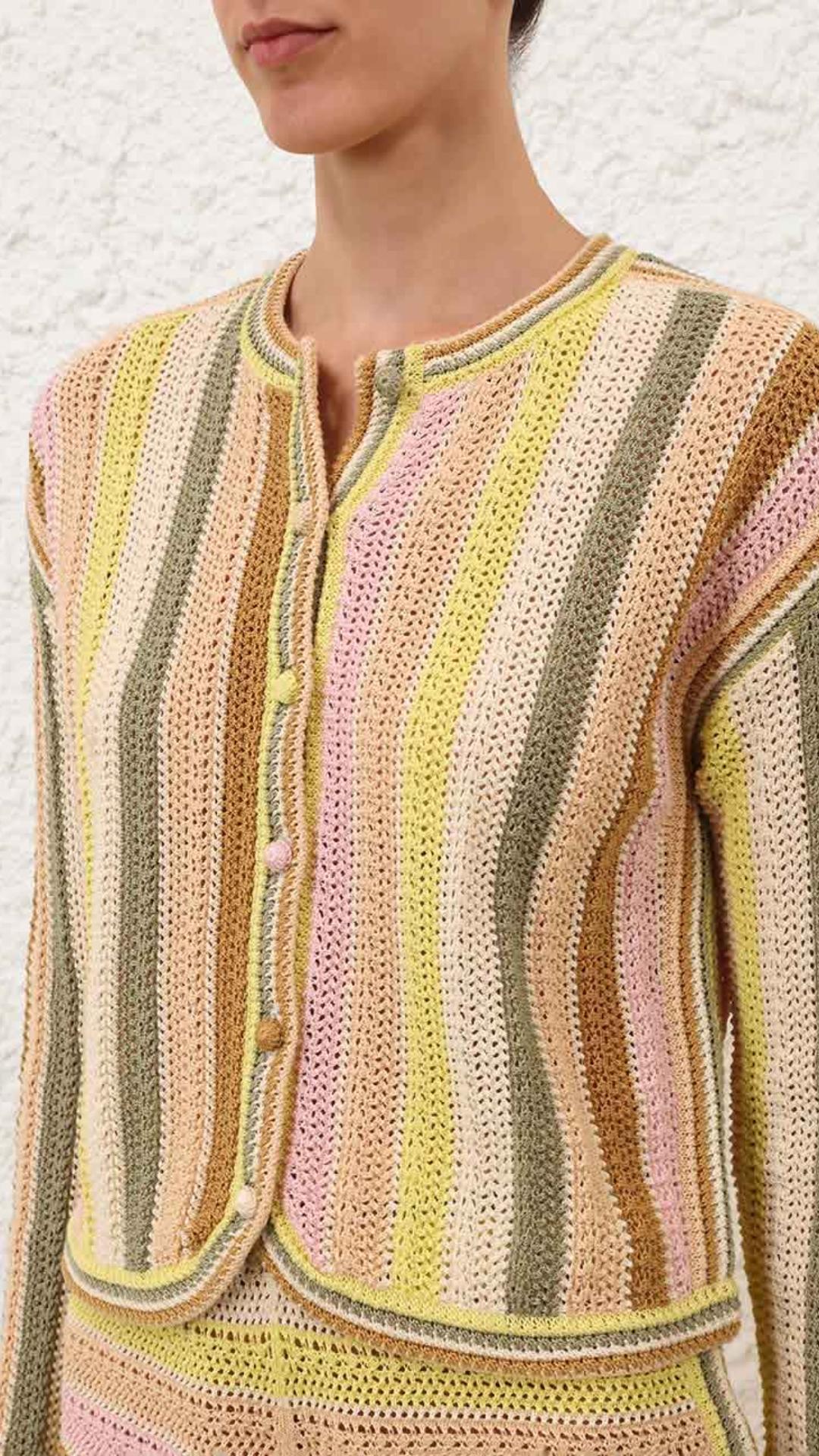Zimmermann Indra Stripe Crochet Cardigan in Multi