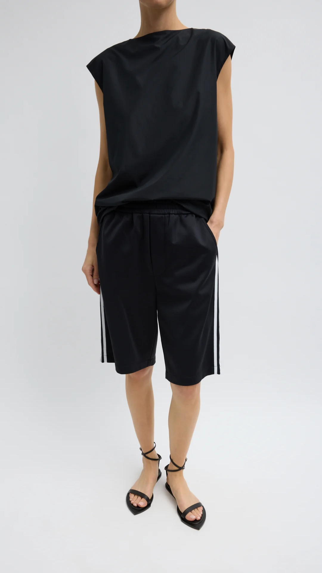 Tibi Summer Sleeveless Cocoon Top in Black