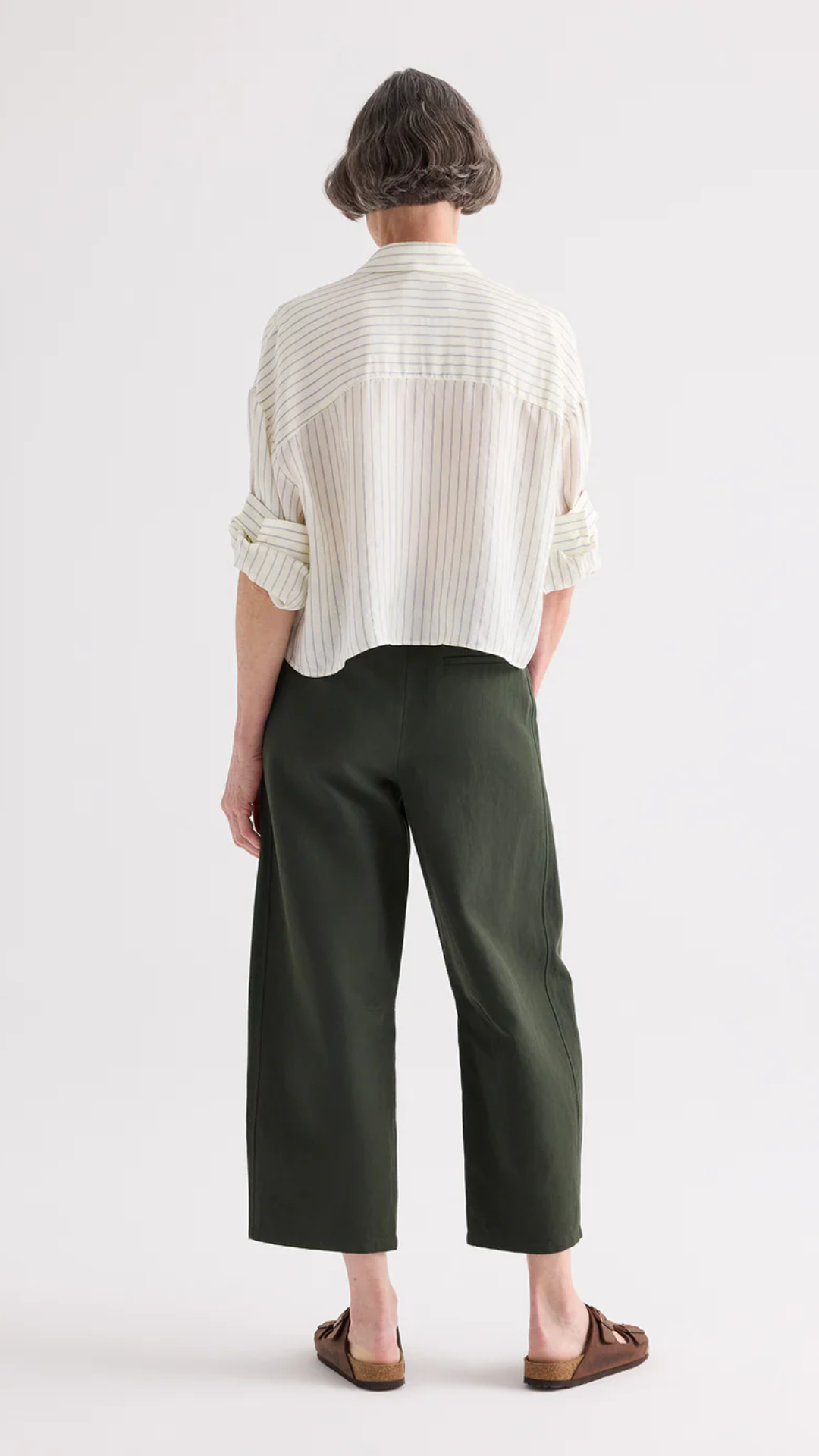 TWP Next Ex Shirt in Ivory/Blue Pencil Stripe