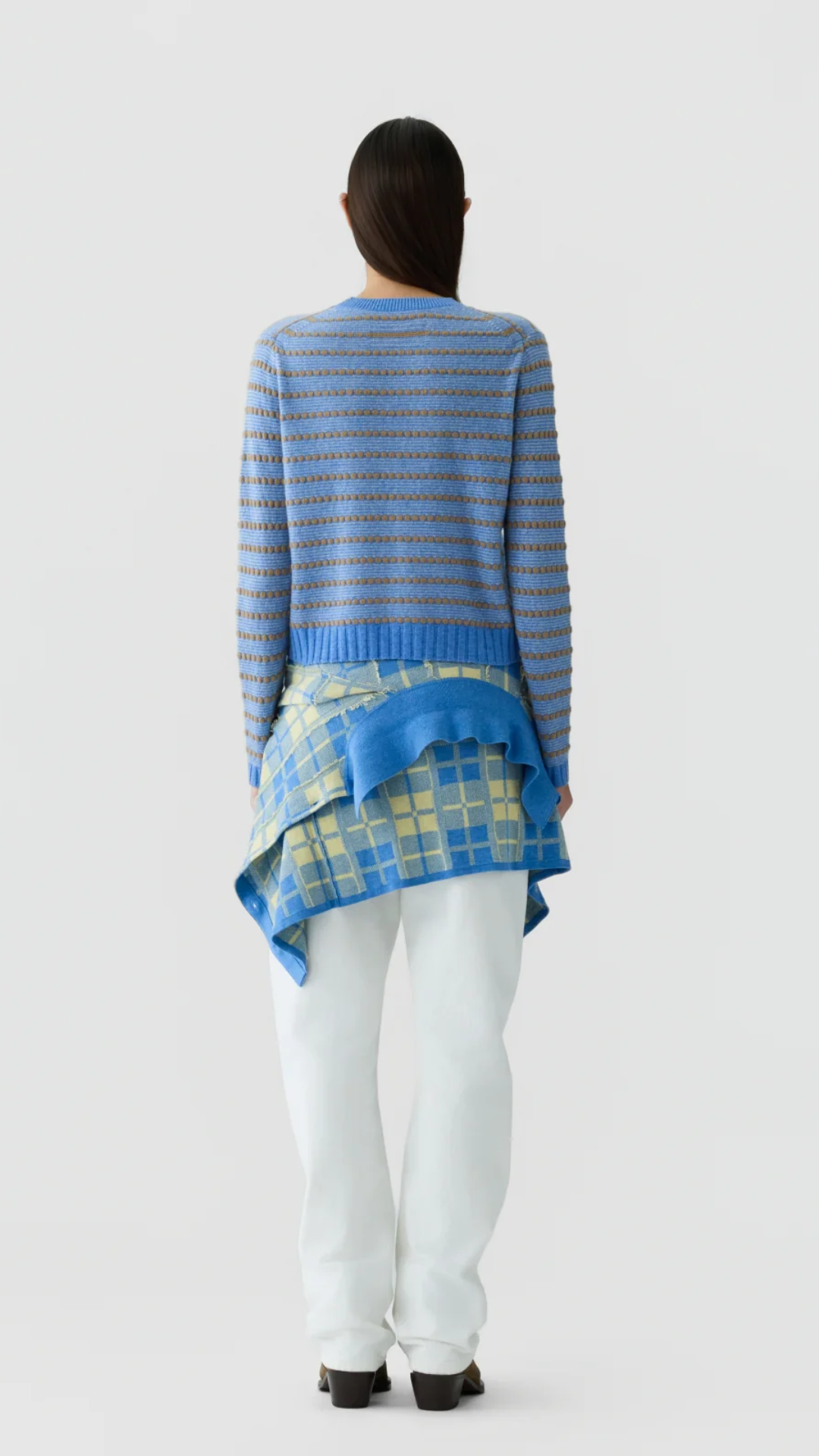 Guest In Residence Pebble Stripe Shrunken Crew in Delft Blue Combo
