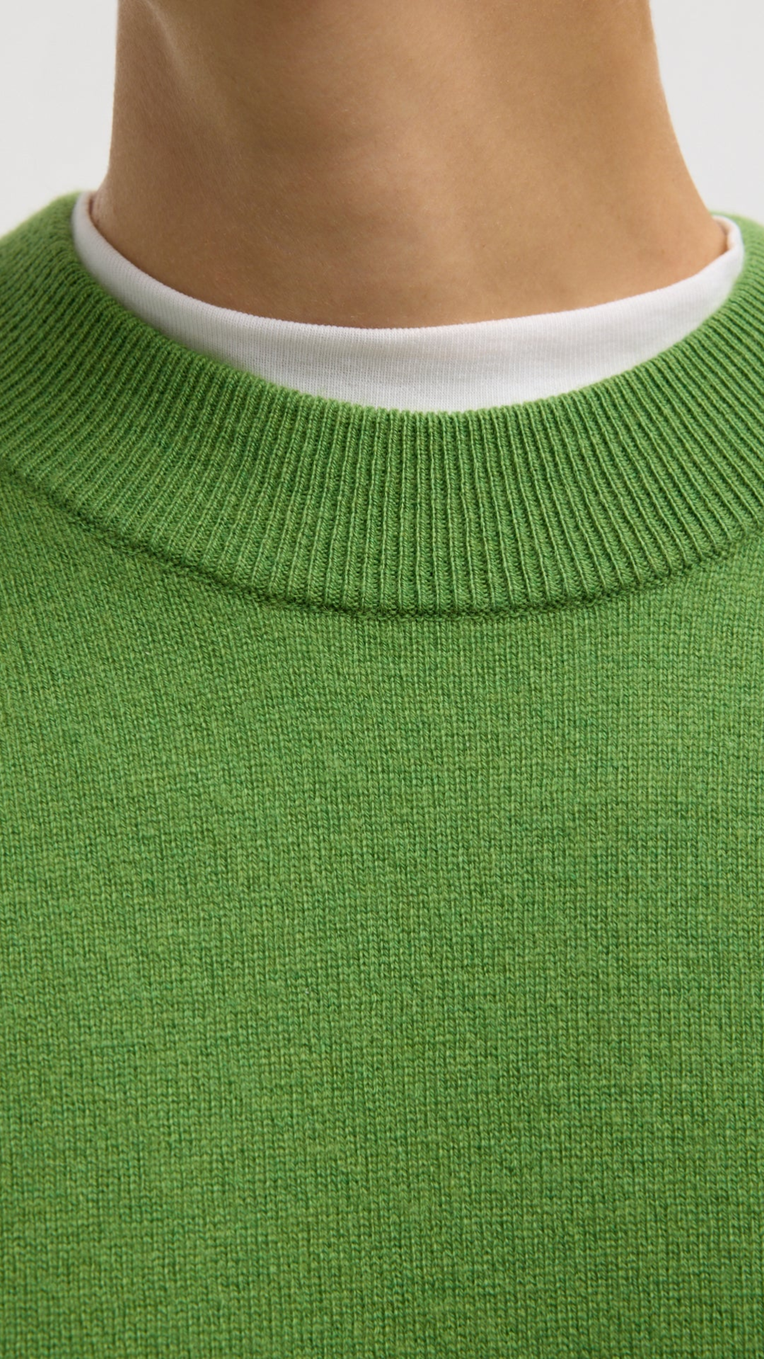 Tibi Washable Cashmere Crewneck Sweater in Avocado