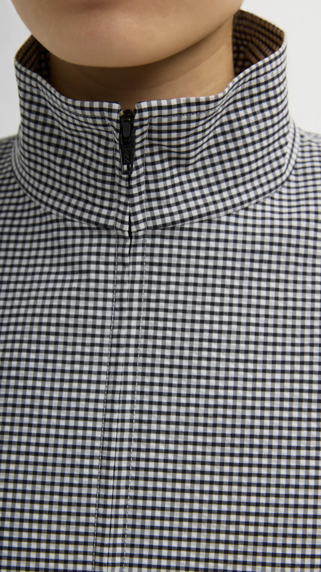 Tibi Gingham Track Jacket in Black/White