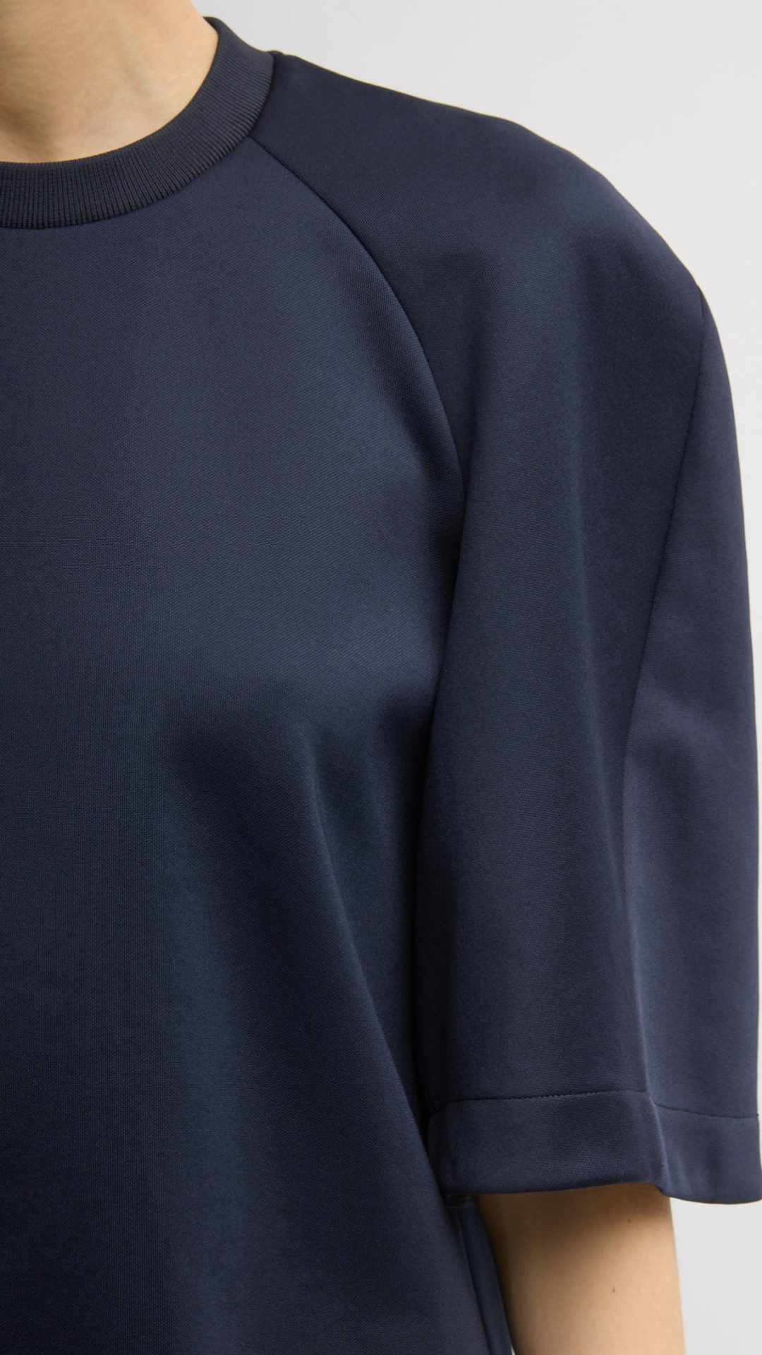 Tibi Active Knit Raglan Top in Navy