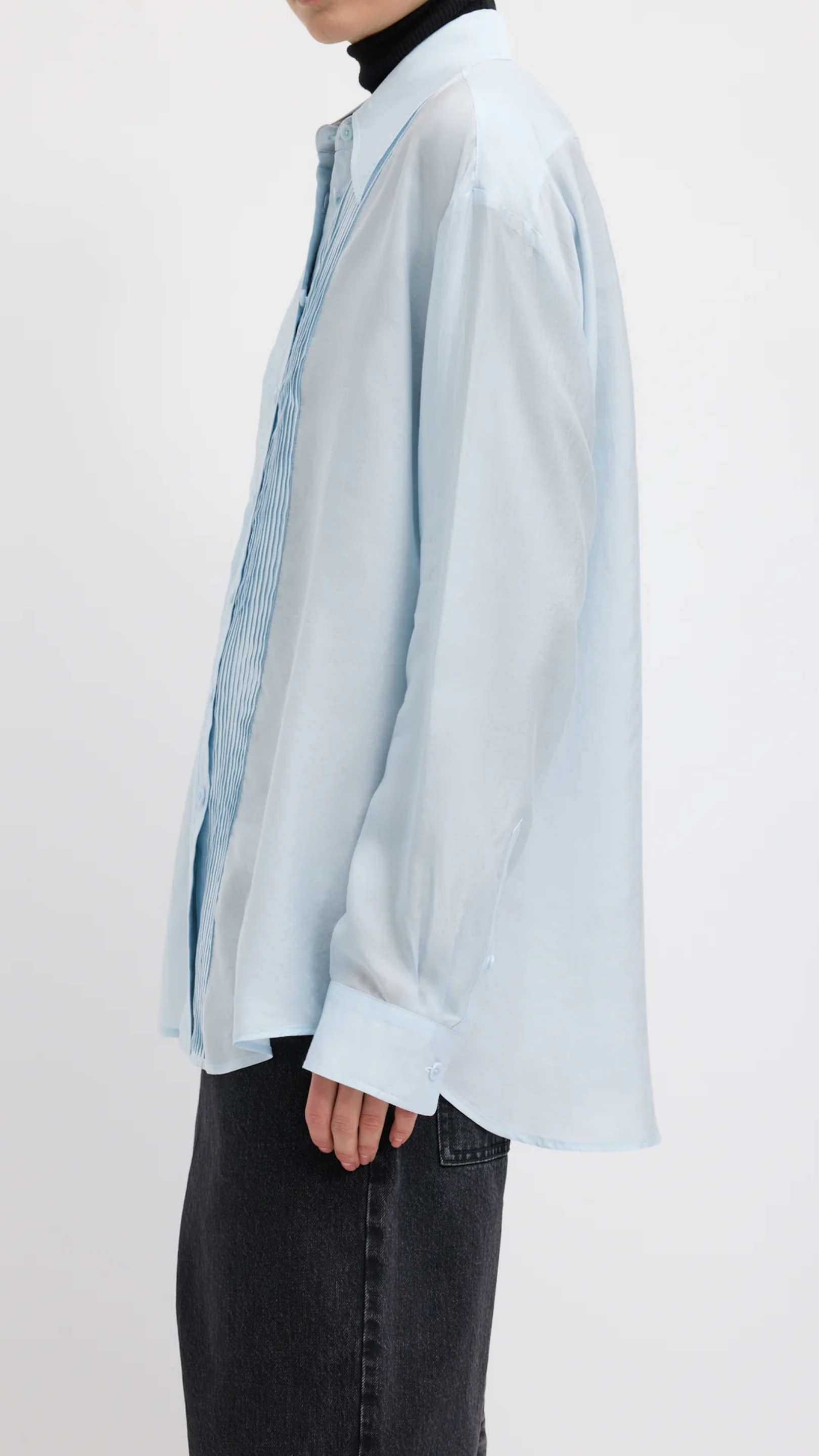 Tibi Silk Voile Easy Pintucked Shirt