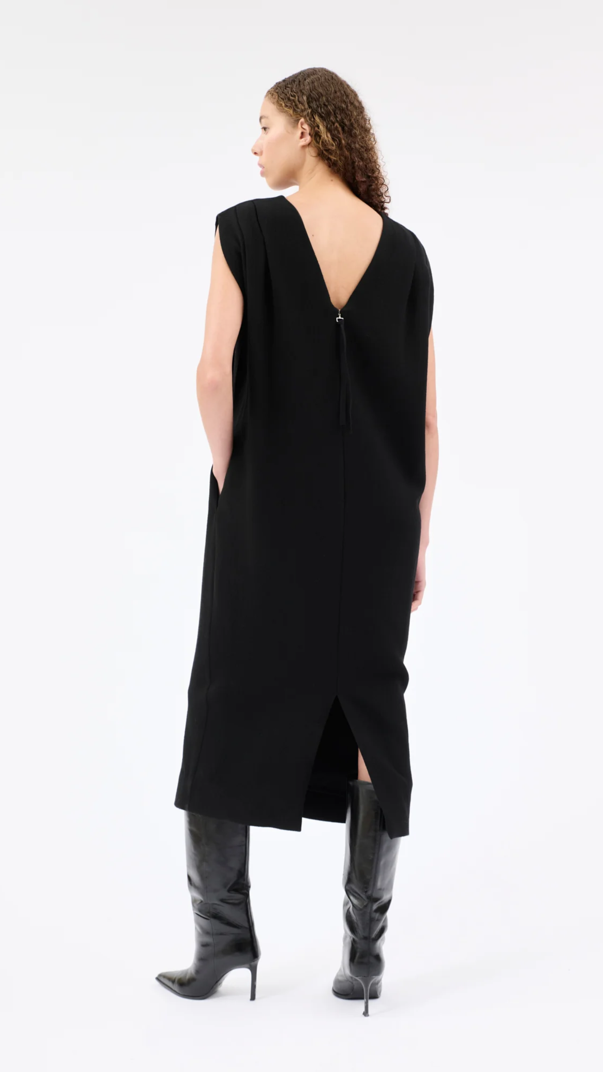 Odeeh Heavy Georgette Dress in Jet Black