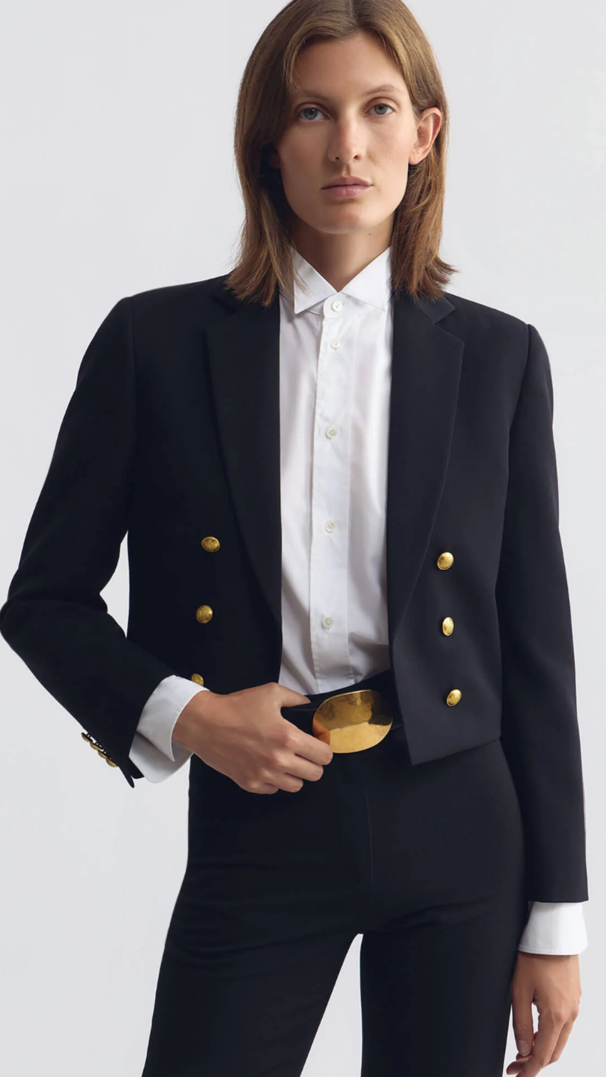 Nili Lotan Josephine Shrunken Wool Jacket in Black