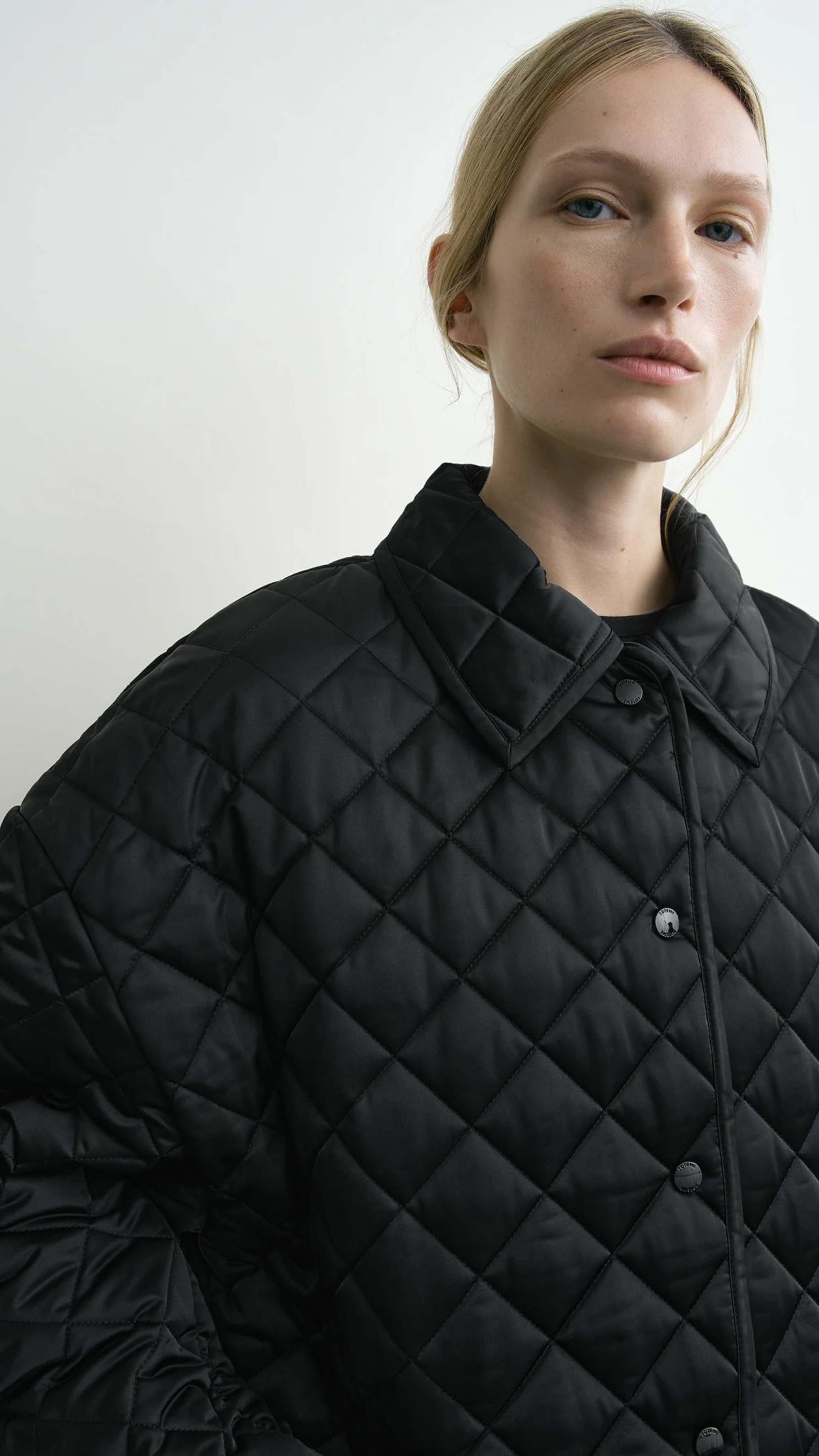 Toteme Collared Quilted Jacket in Black