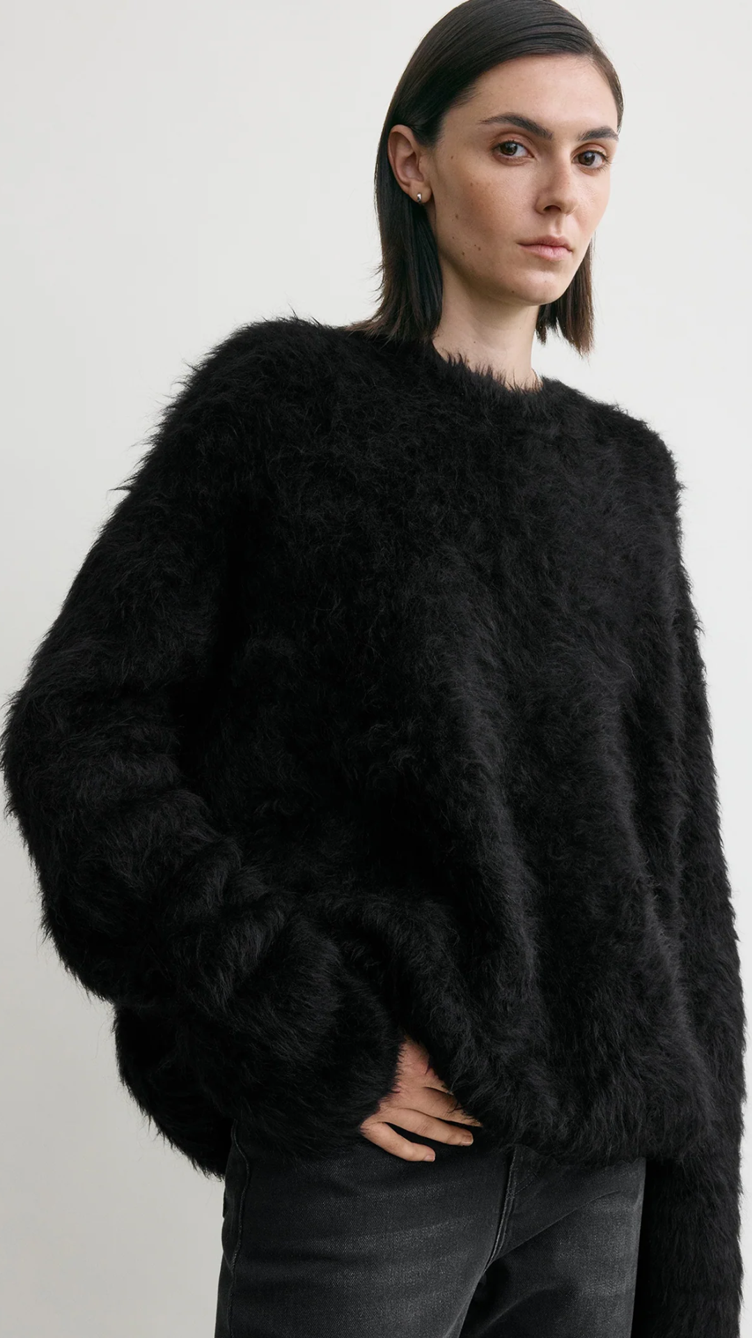 Toteme Boxy Alpaca Knit in Black