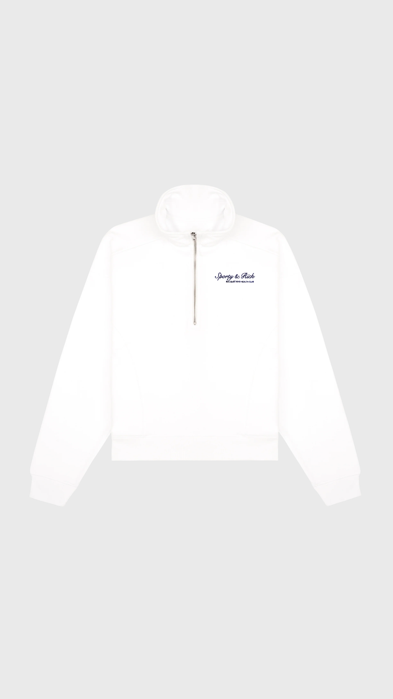 Sporty & Rich Syracuse Embroidered Quarter Zip in White