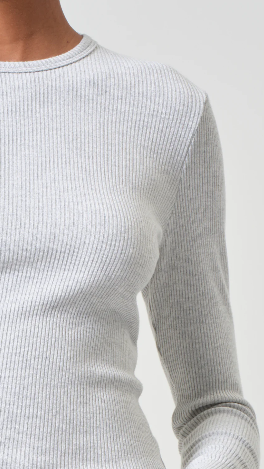 Agolde Delphi Slim Long Sleeve Tee in Grey Heather