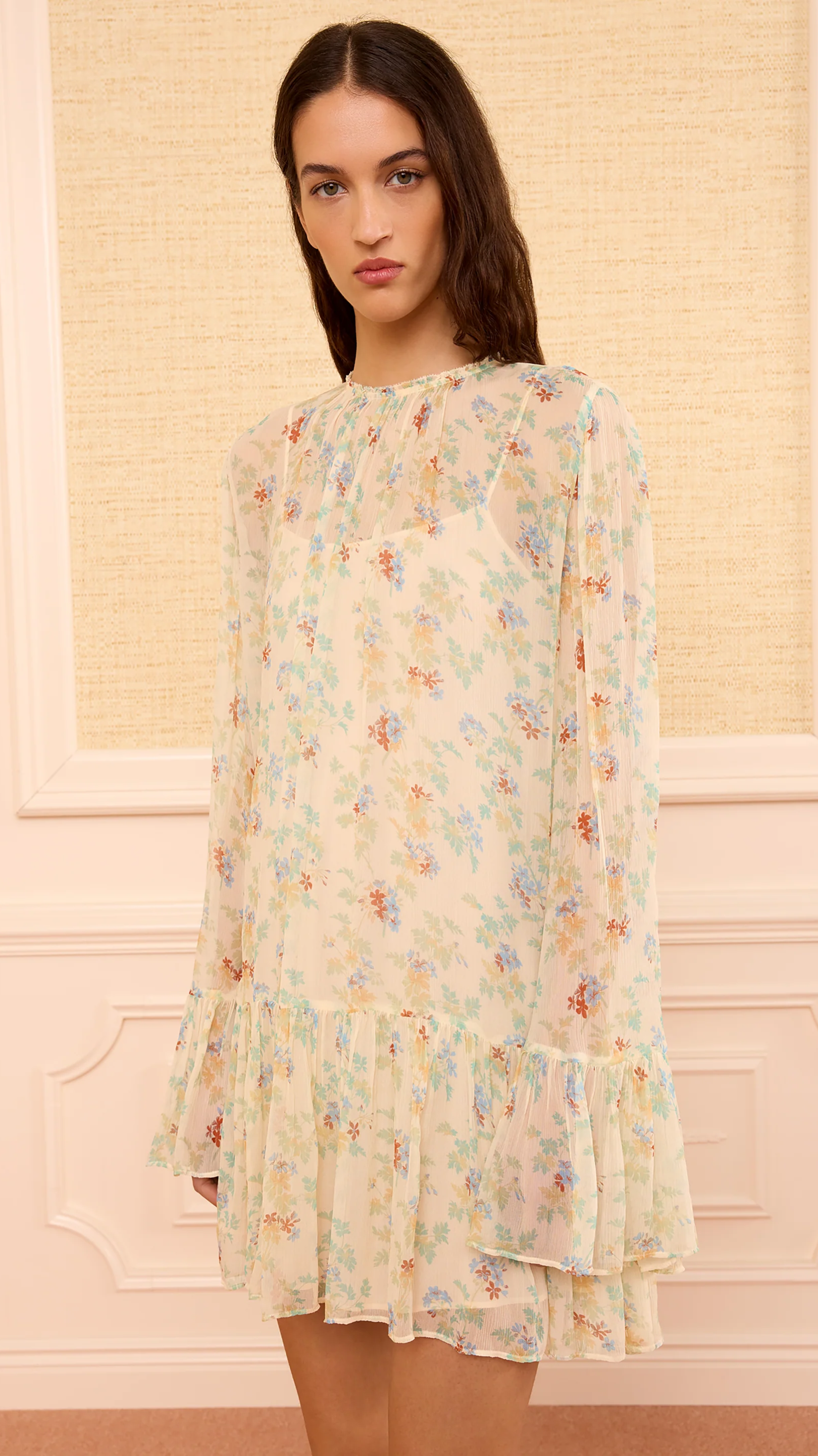 Ulla Johnson Emmeline Silk Mini Dress in Moon Petal
