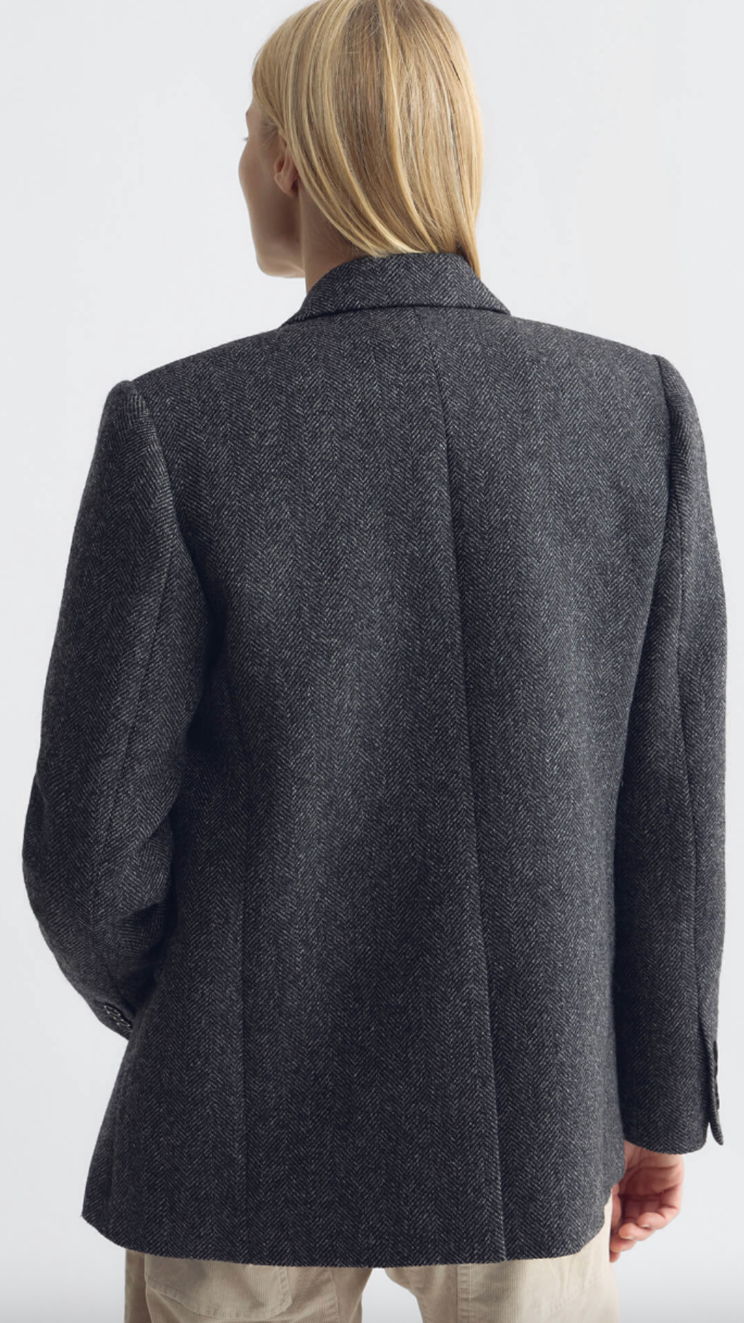 Nili Lotan Romain Boyfriend Jacket in Dark Charcoal Herringbone