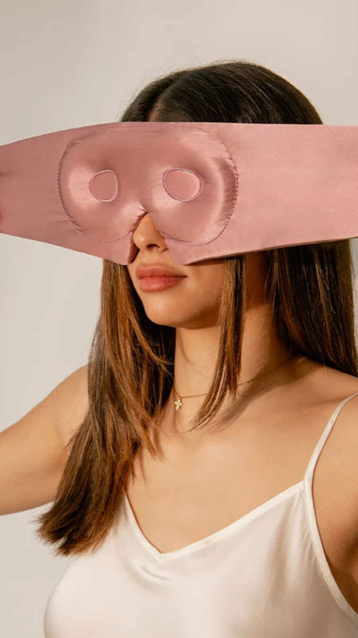 Drowsy Damask Eyelash Protecting Silk Sleep Mask in Rose