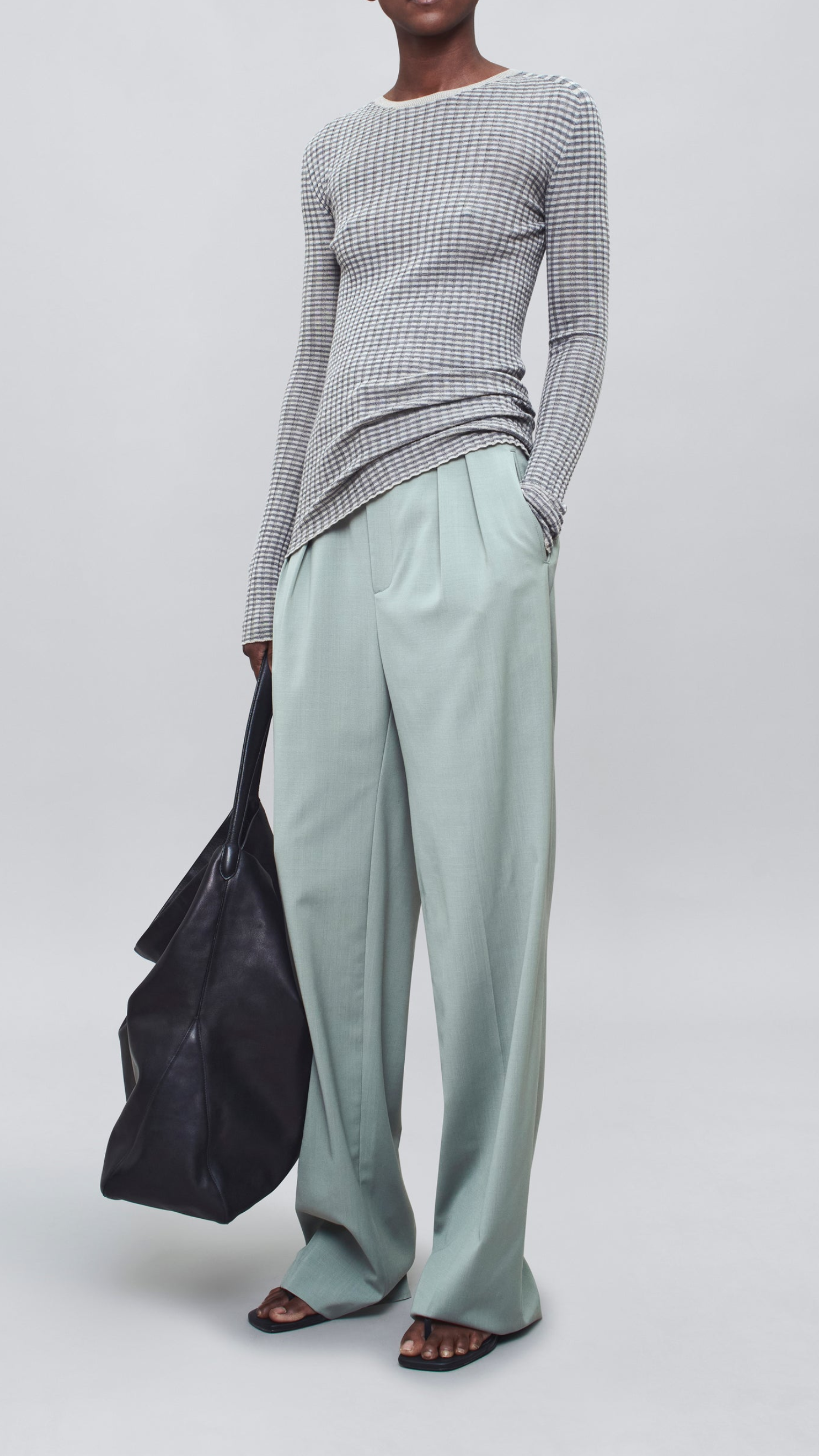 Kallmeyer Fabi Superfine Merino Fitted Long Sleeve in Heather Grey