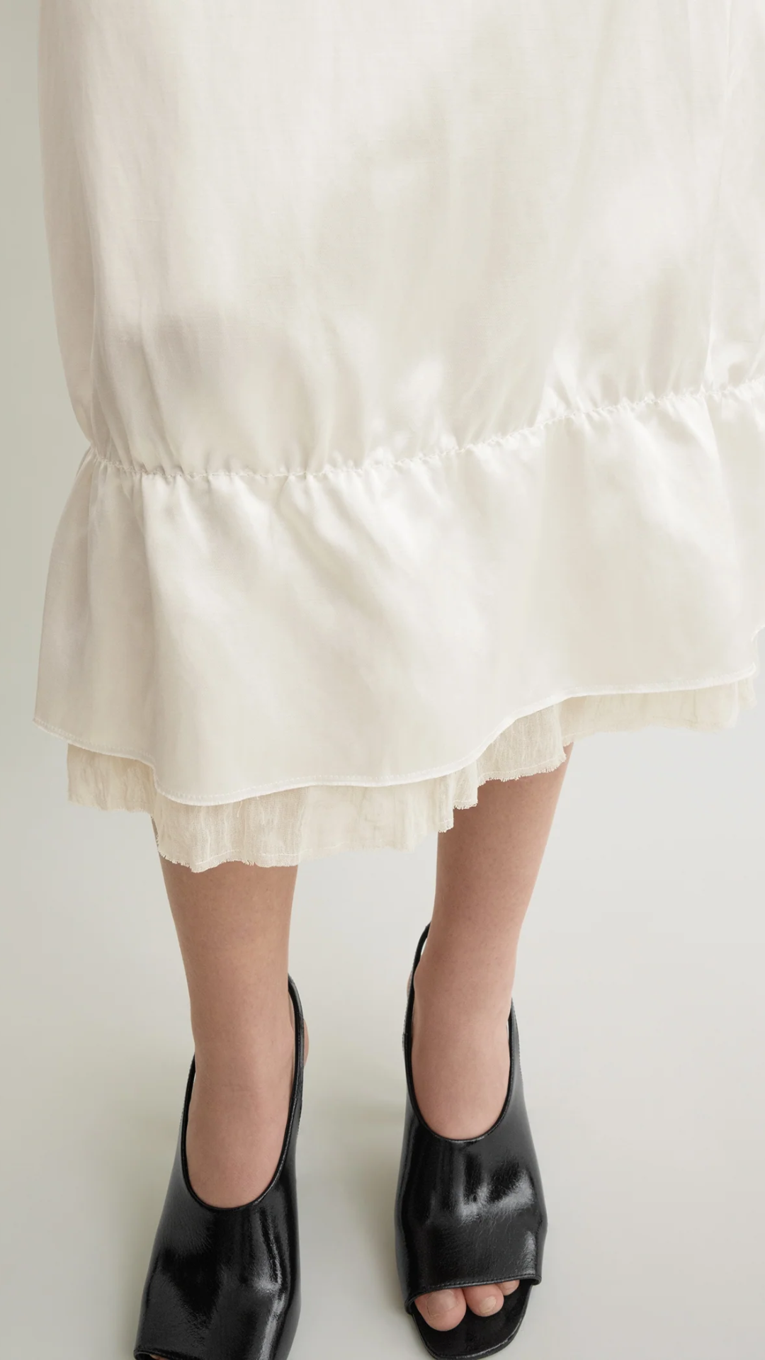 Toteme Layered Satin Skirt in White