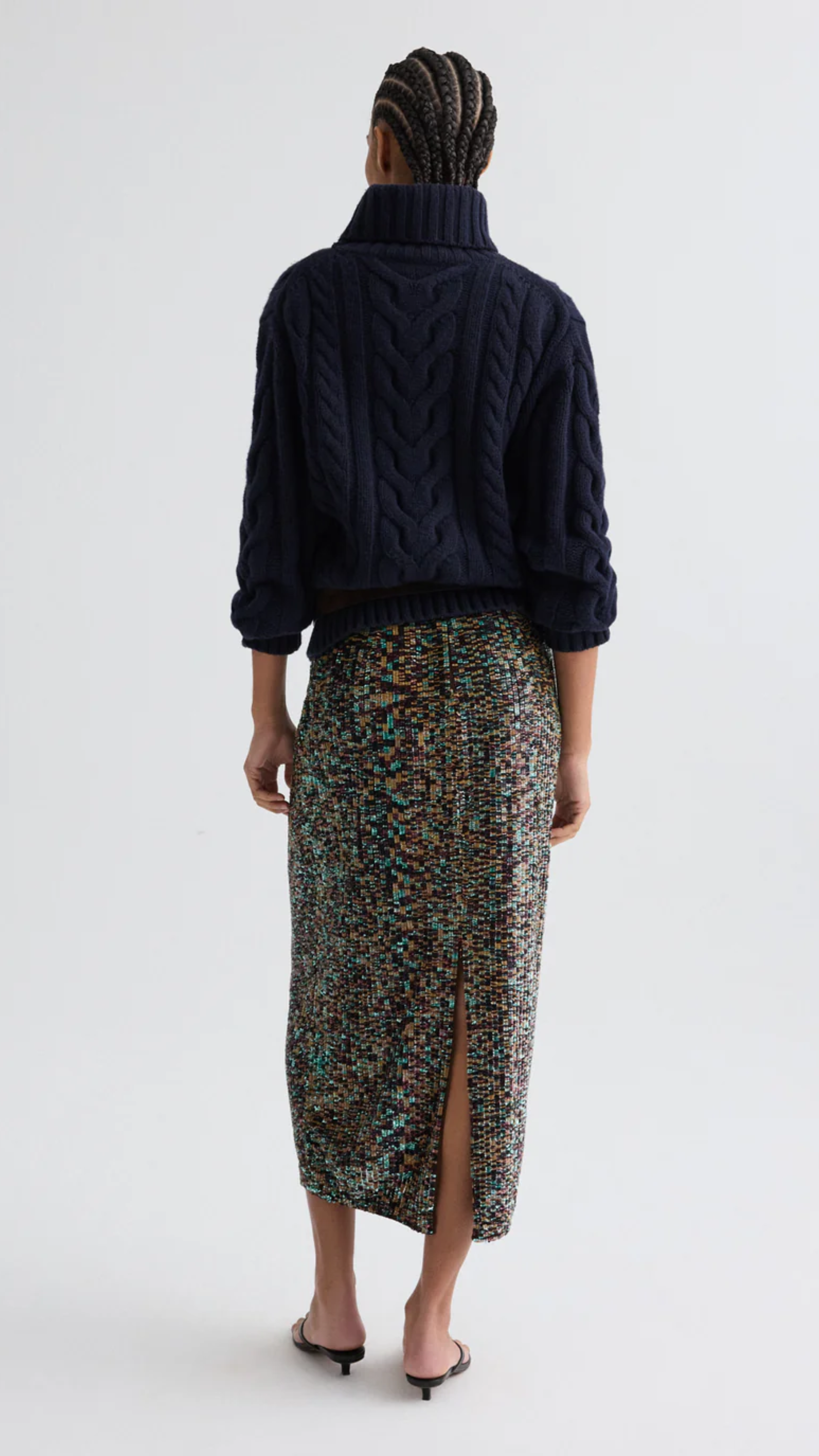 TWP Traveling T Neck Sweater in Midnight