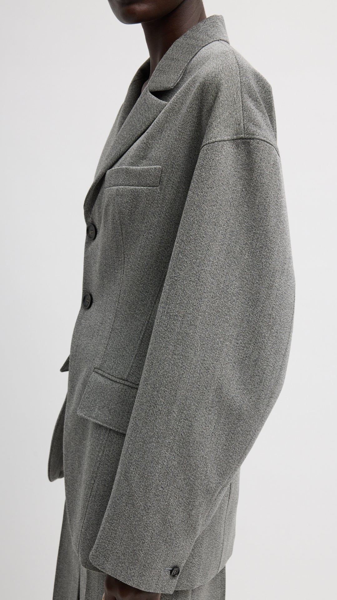 Tibi Structured Wool Sculpted Blazer in Grey Multi