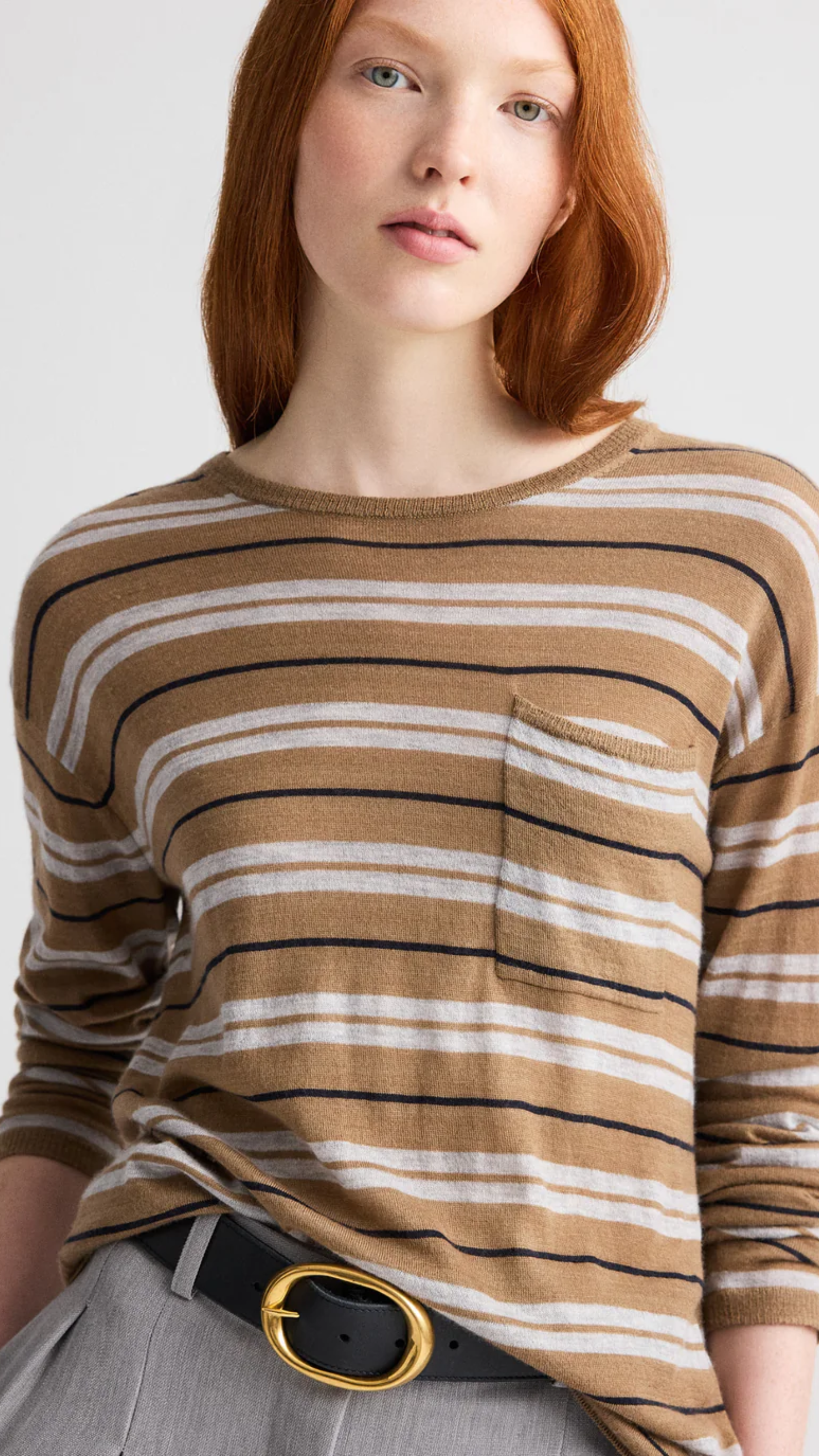 TWP 4th St With Stripes Superfine Cashmere Sweater in Ermine