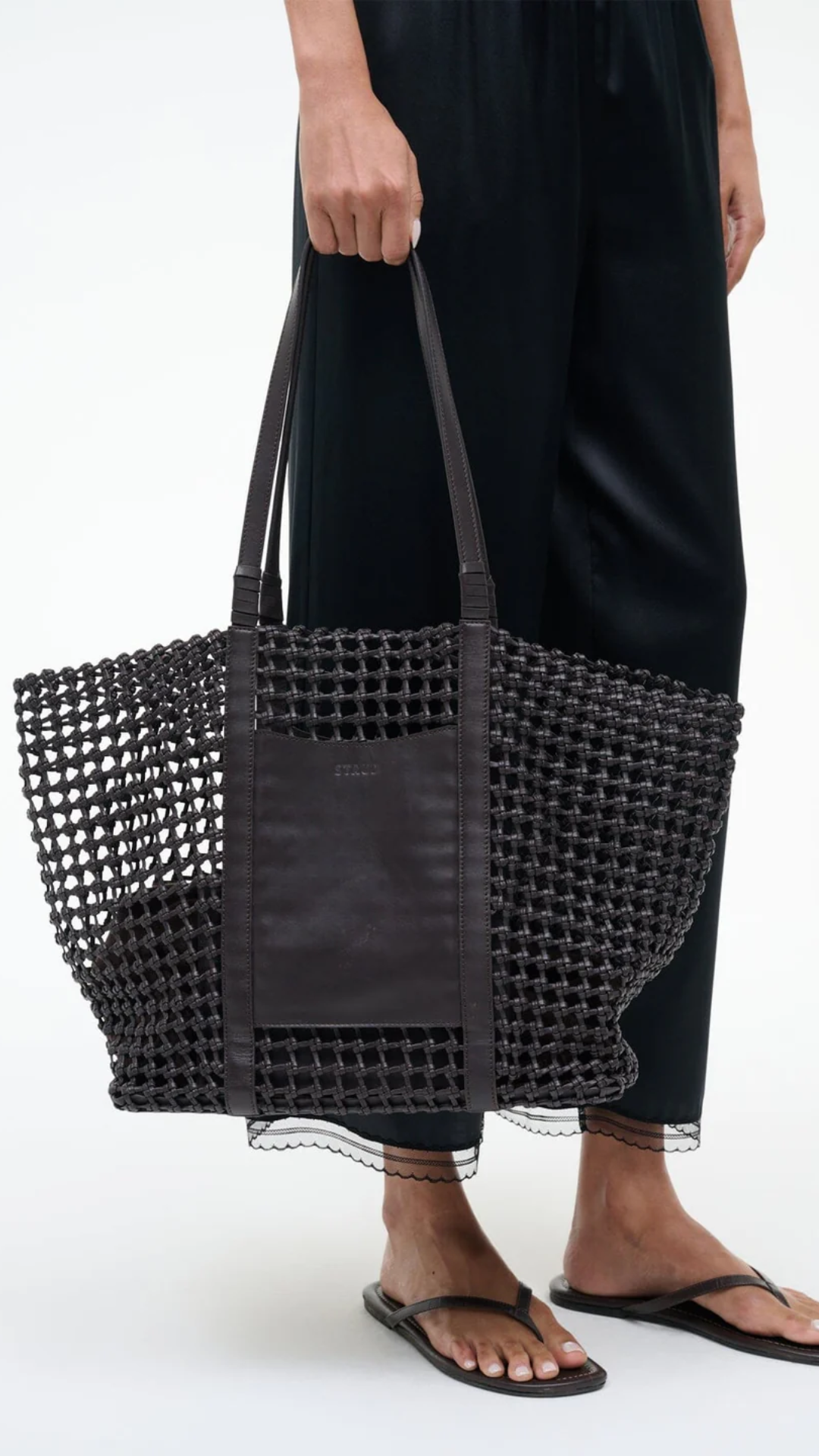 Staud Getaway Hand-Knotted Tote Bag in Espresso