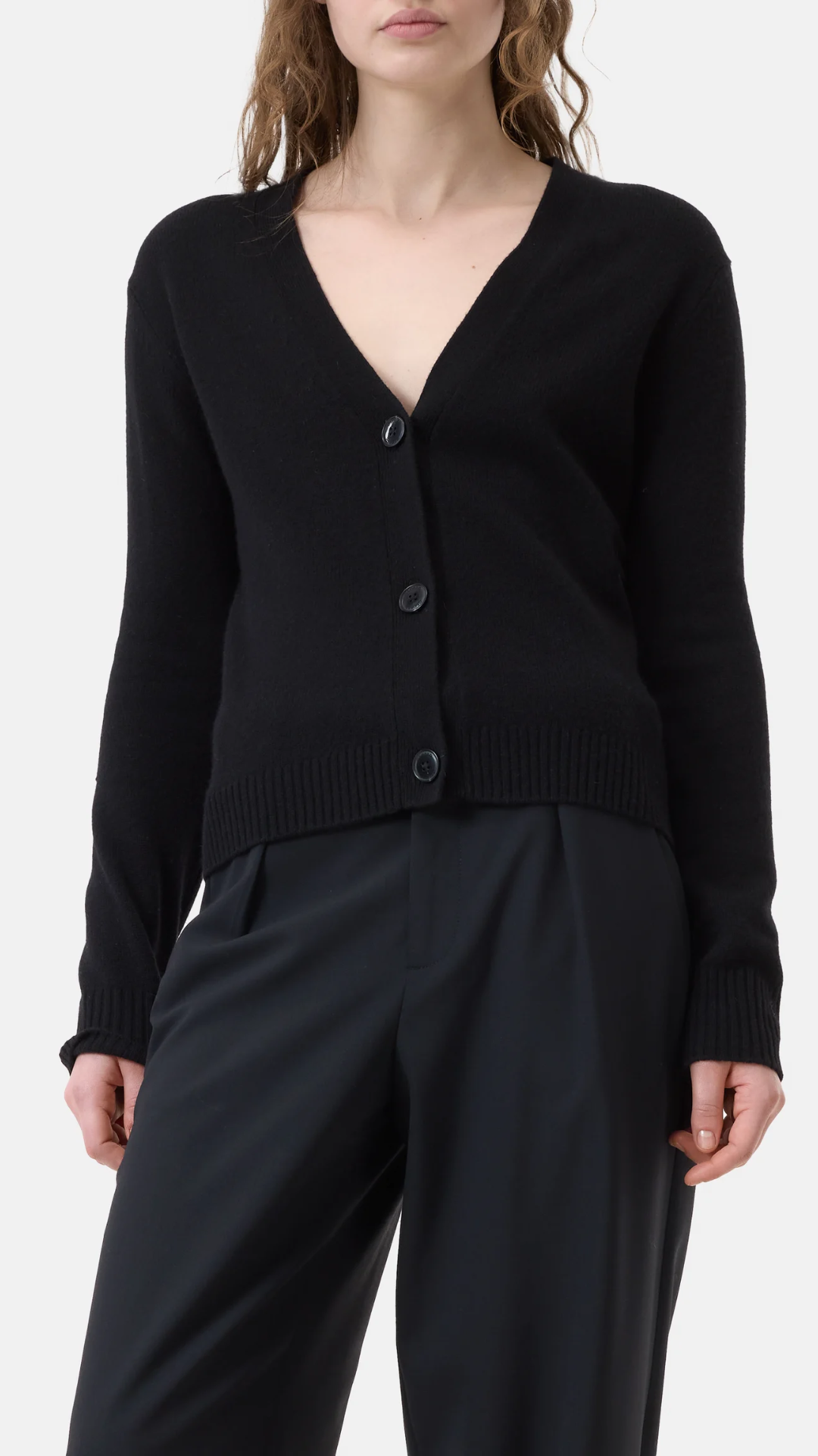 Closed V Neck Cardigan in Black