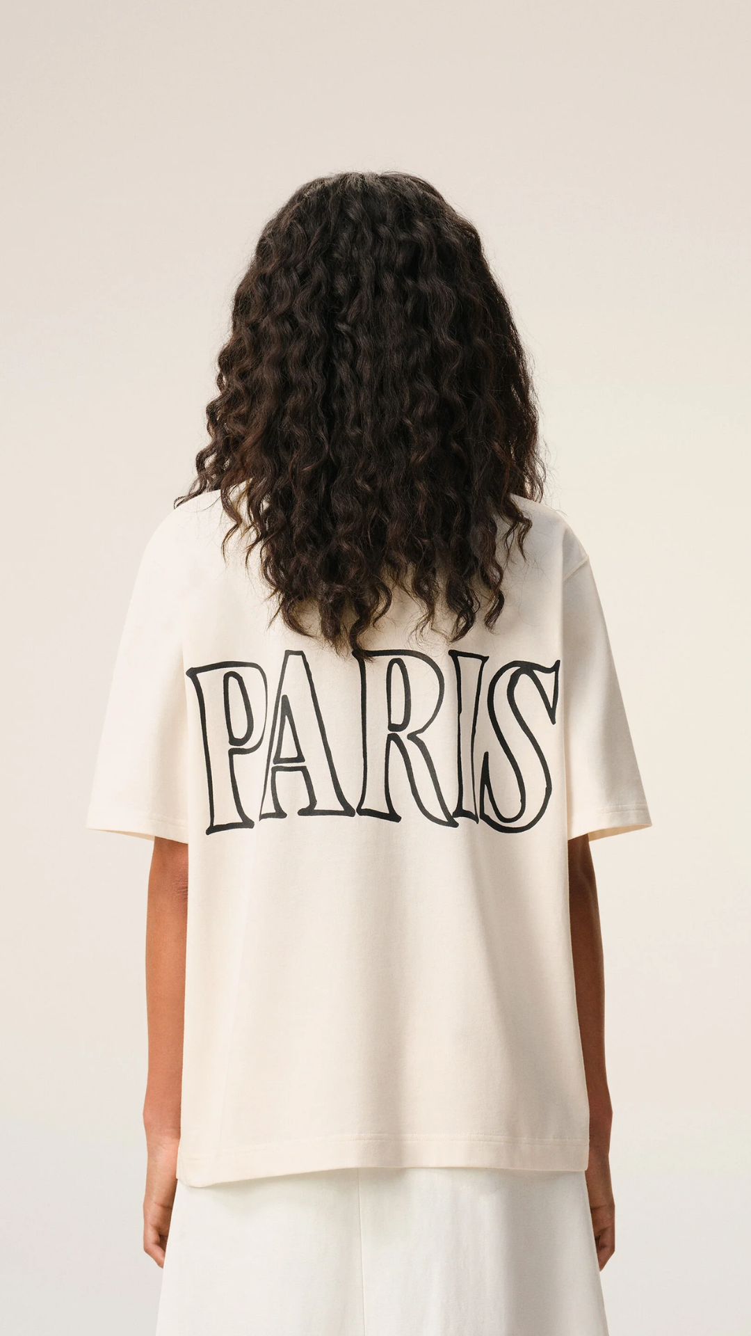 AMI Short Sleeve Cotton Ami Paris Print T-Shirt in Cream