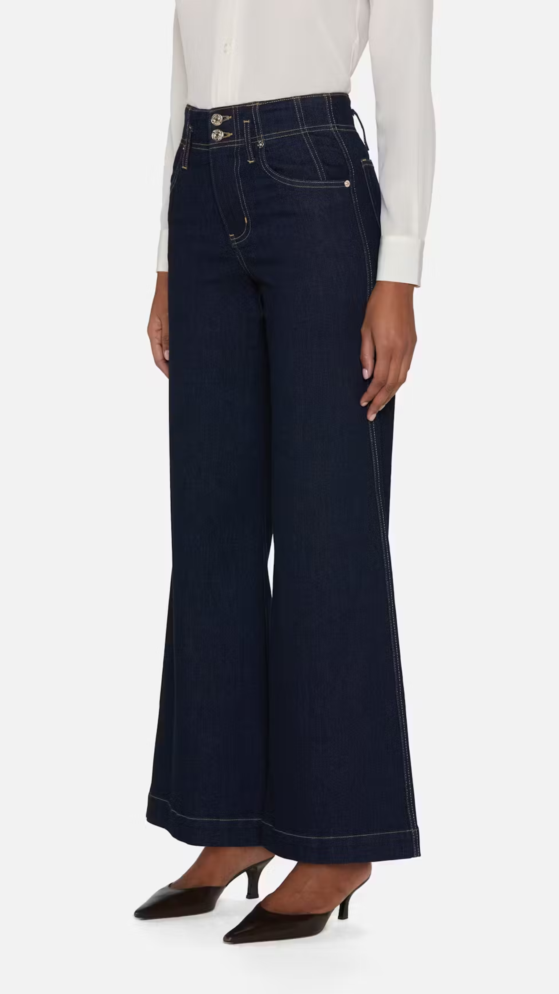 Frame The Seamed Wide Trouser in Rinse