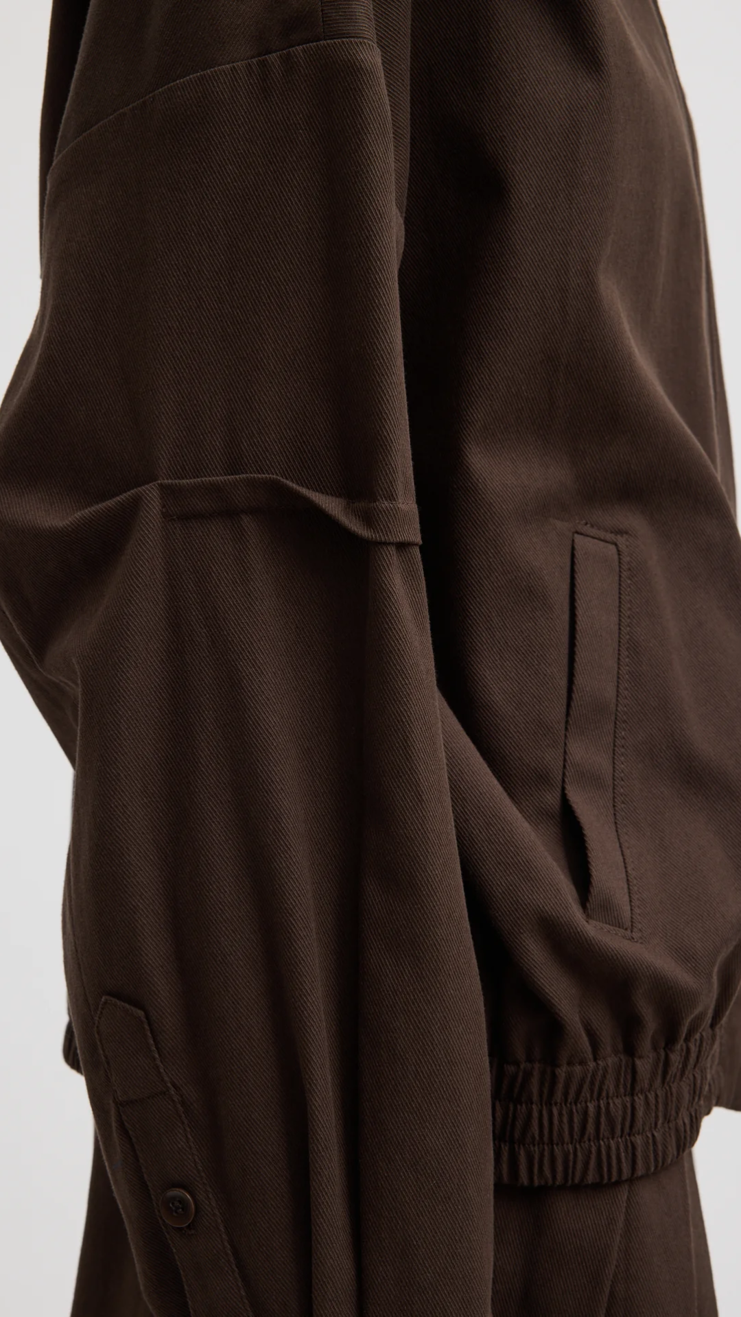 Tibi Luxe Spring Twill Bomber in Hickory Brown