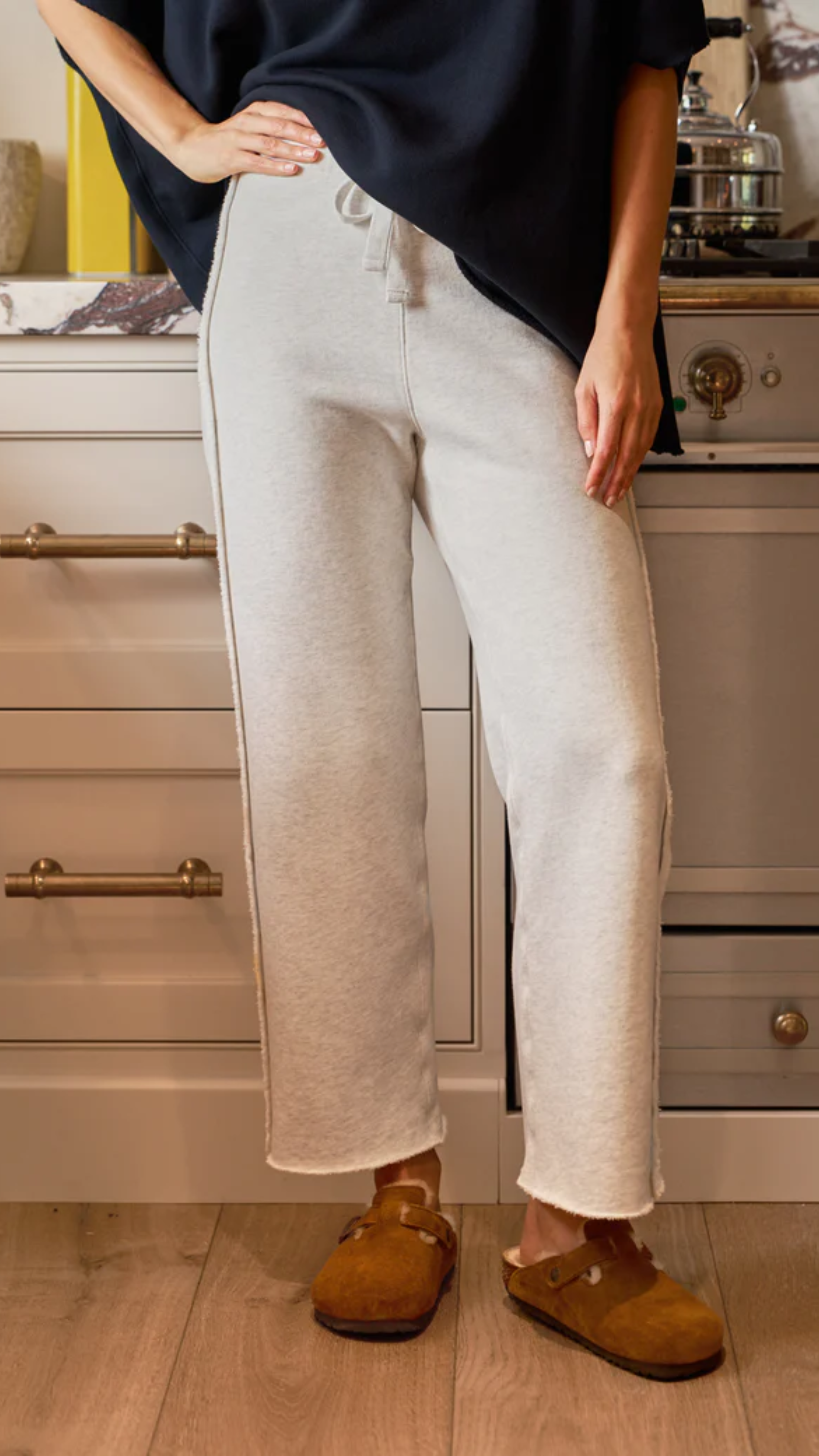 Frank & Eileen Bella Full Sweatpant in Heather White Melange