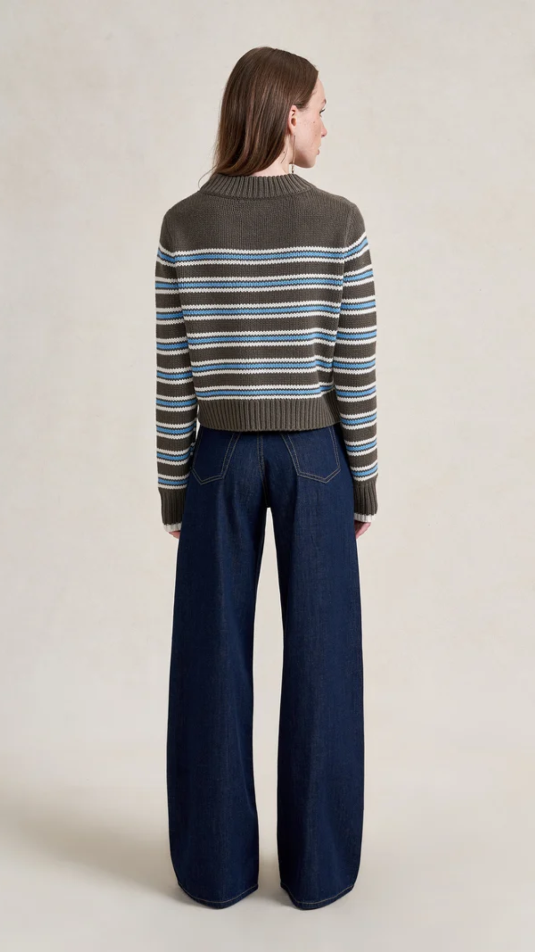La Ligne Mini Marin Sweater in Taupe/Cerulean