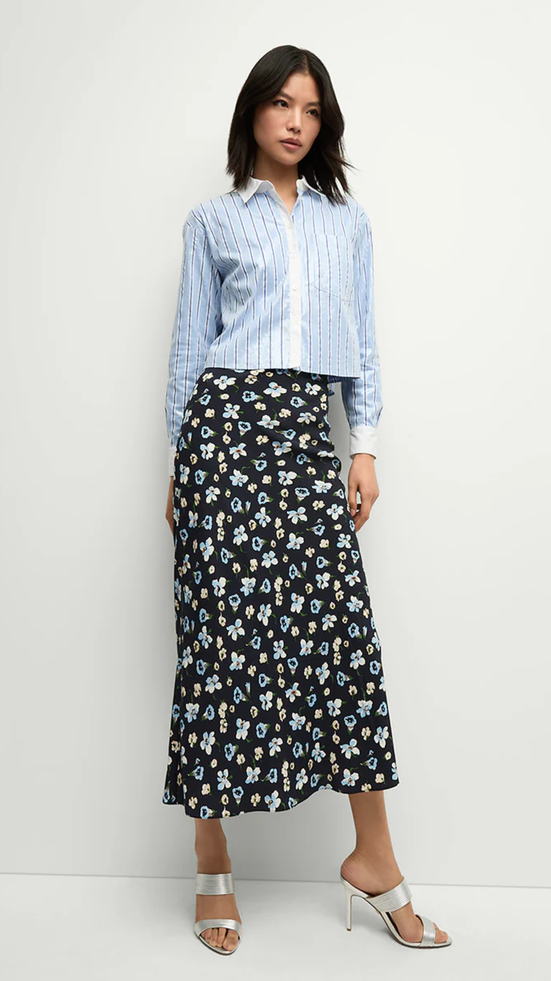 Veronica Beard Clover Skirt in Navy Multi