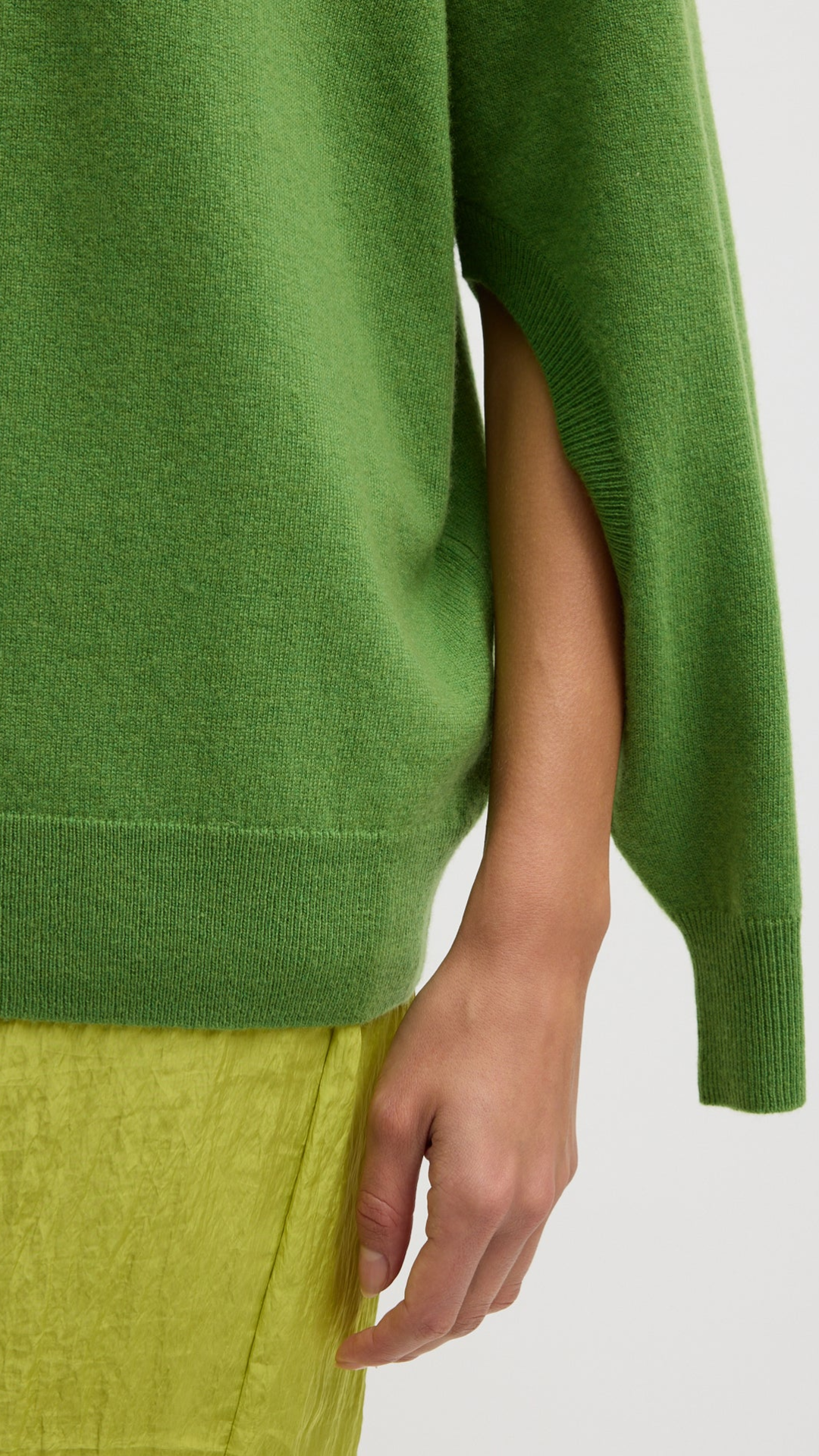 Tibi Washable Cashmere Crewneck Sweater in Avocado