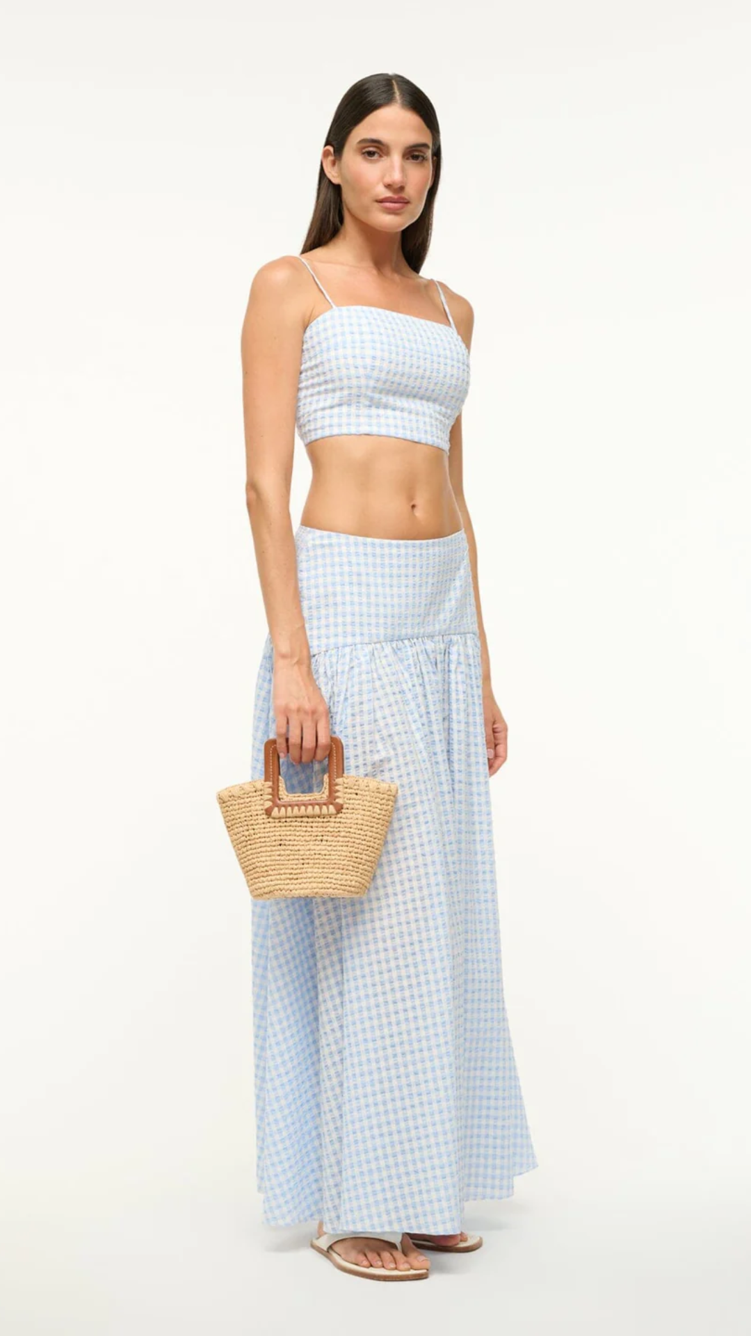 Staud Shirley Raffia Mini Bucket Bag in Natural