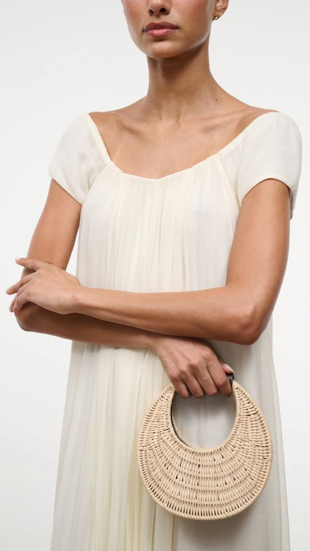 Staud Good Night Moon Wicker Bag in Natural