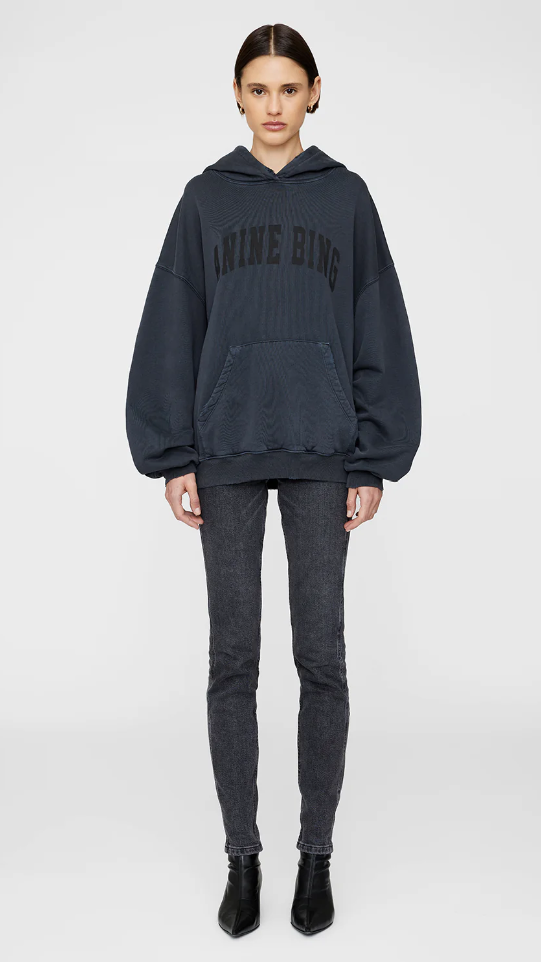 Anine Bing Harvey Sweatshirt in Washed Black