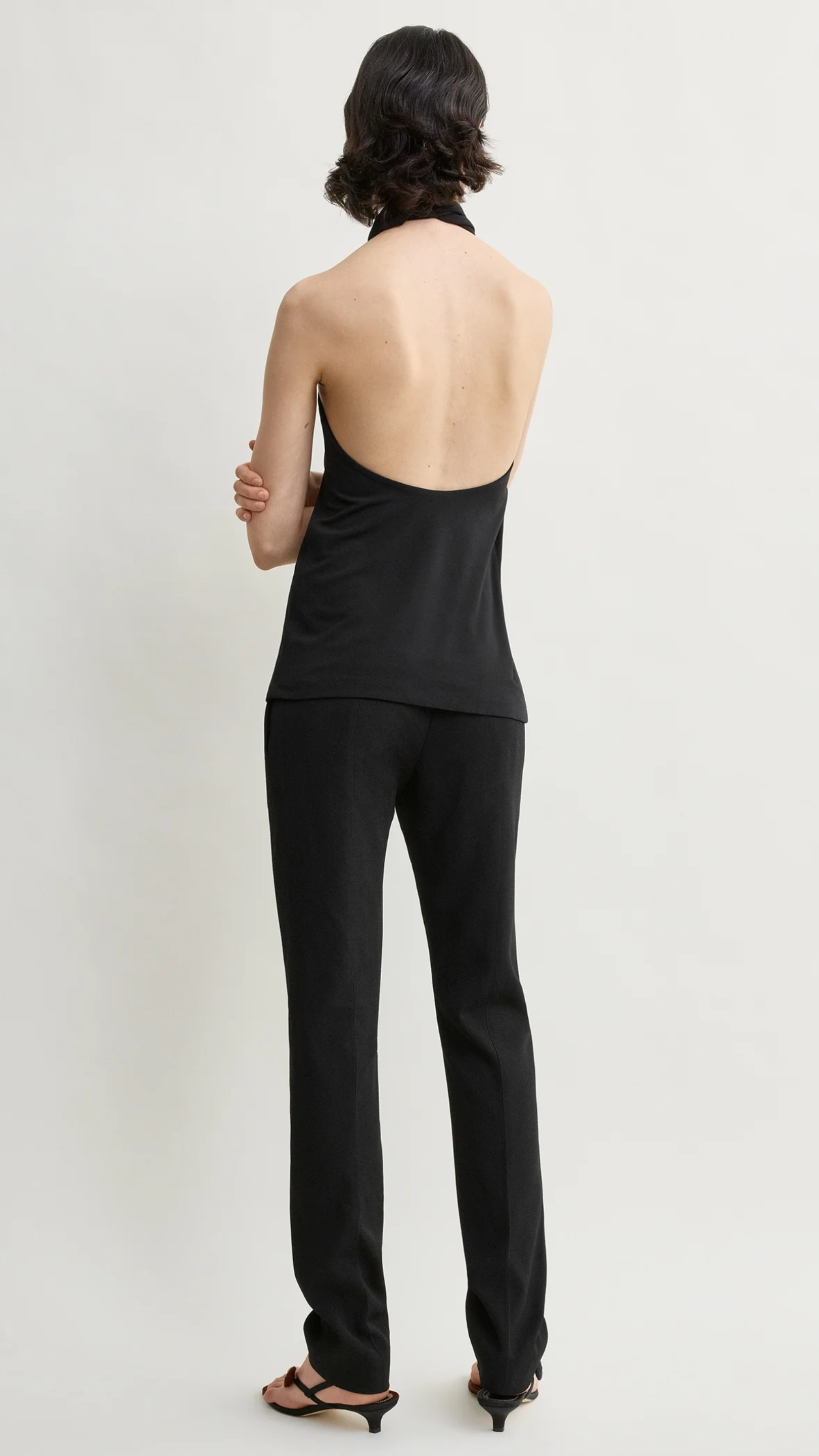 Toteme Twisted Jersey Halter Top in Black