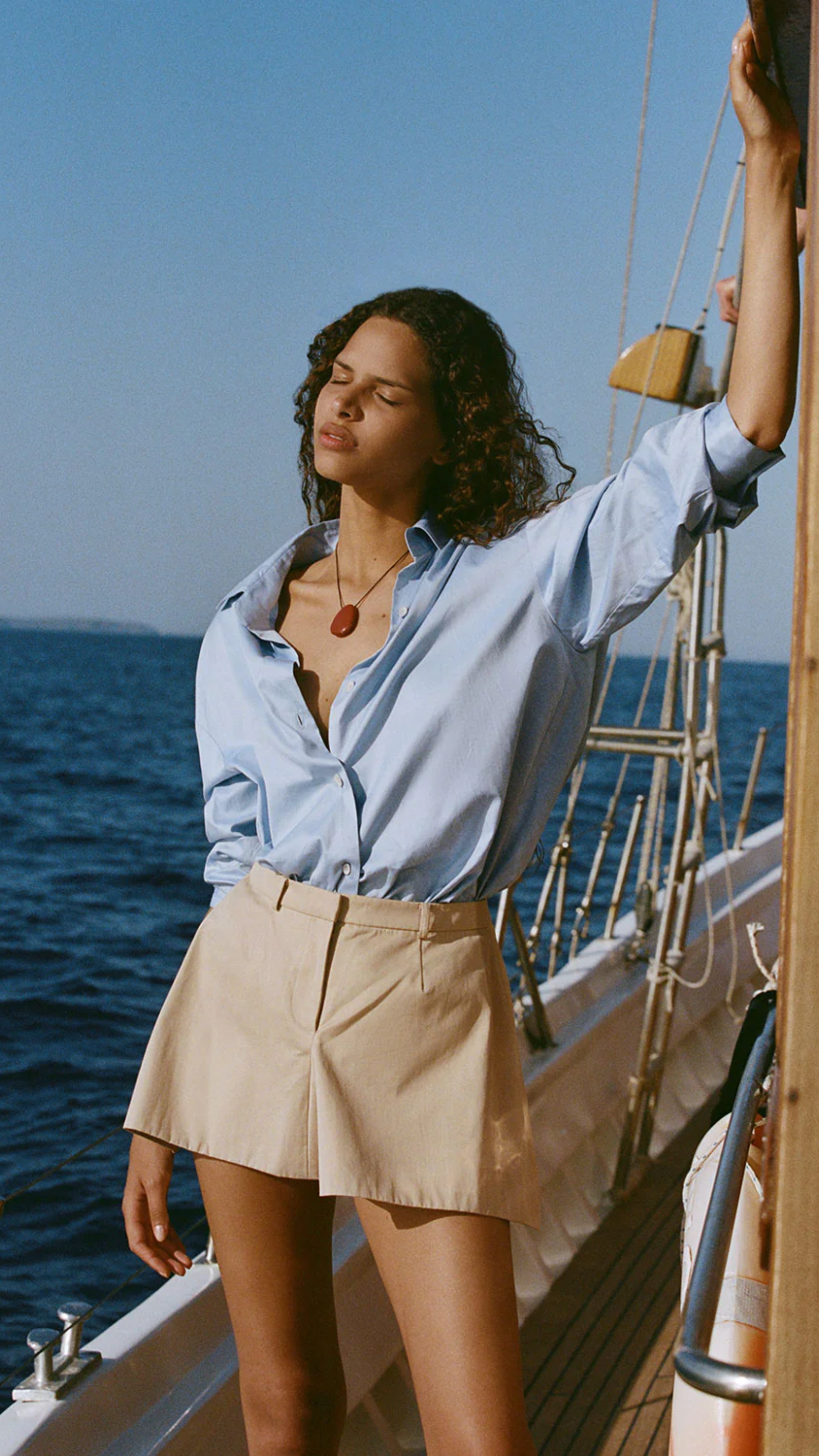Faithfull En Vau Oversized Shirt in Soft Blue