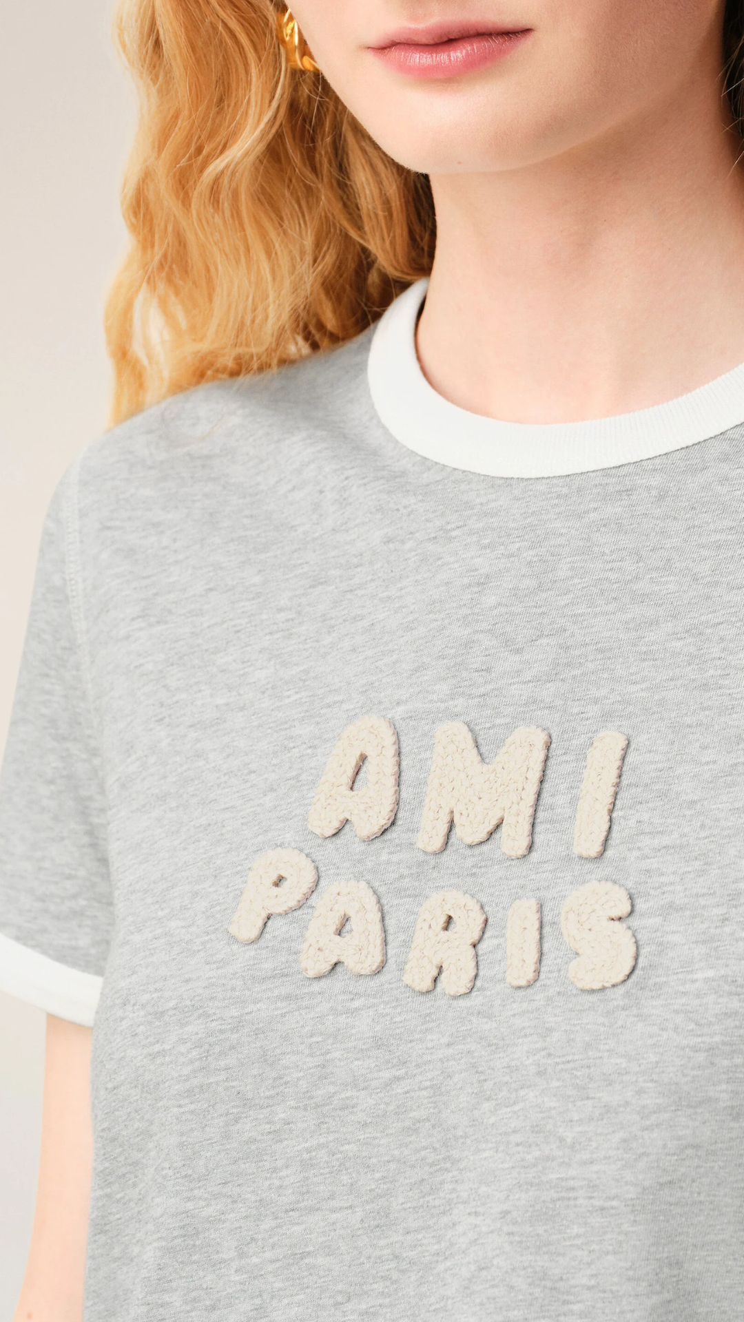 Ami Cotton Ami Paris Patch T-Shirt in Grey/White