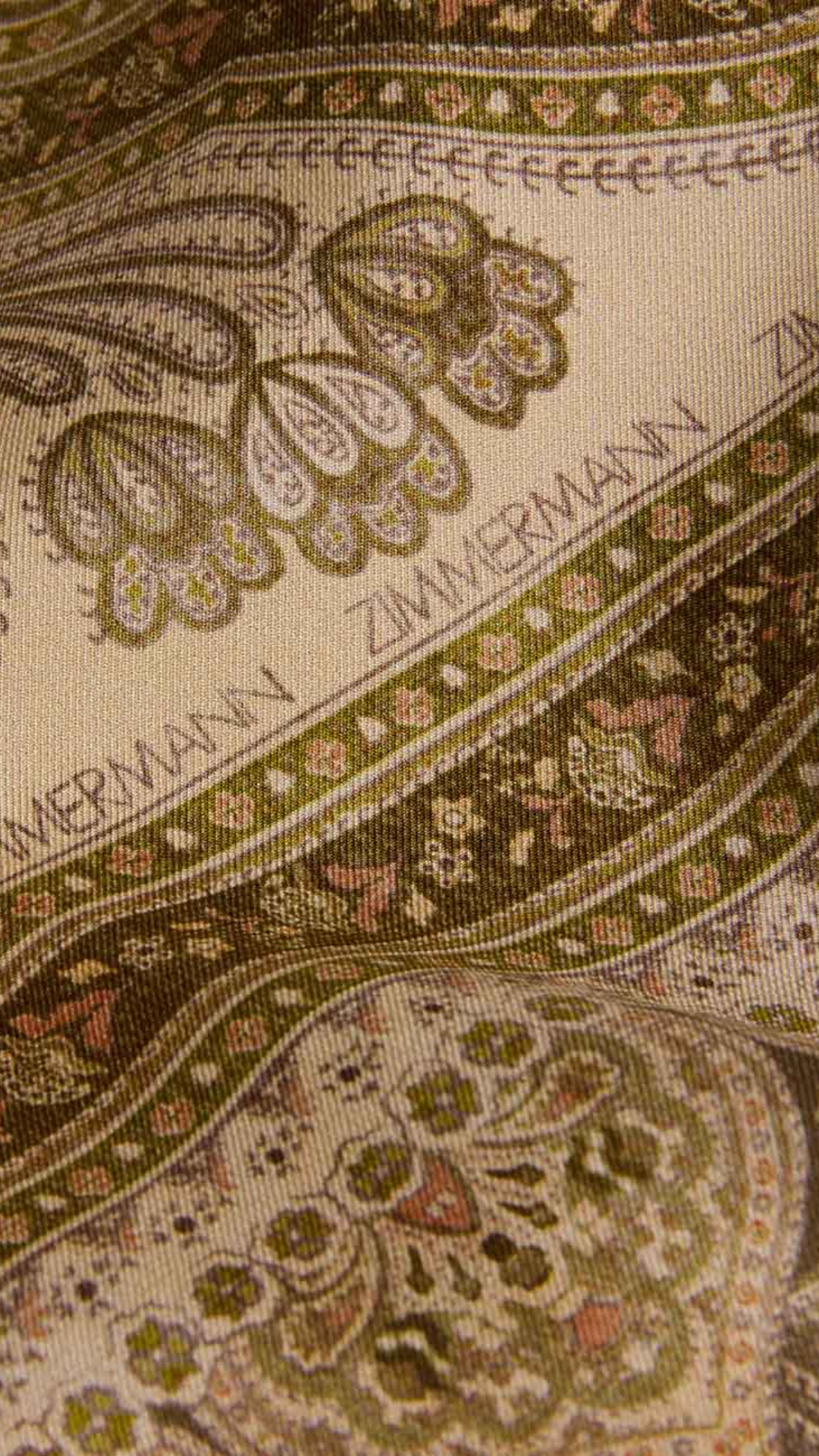 Zimmermann Luna Printed Silk Sweater in Olive