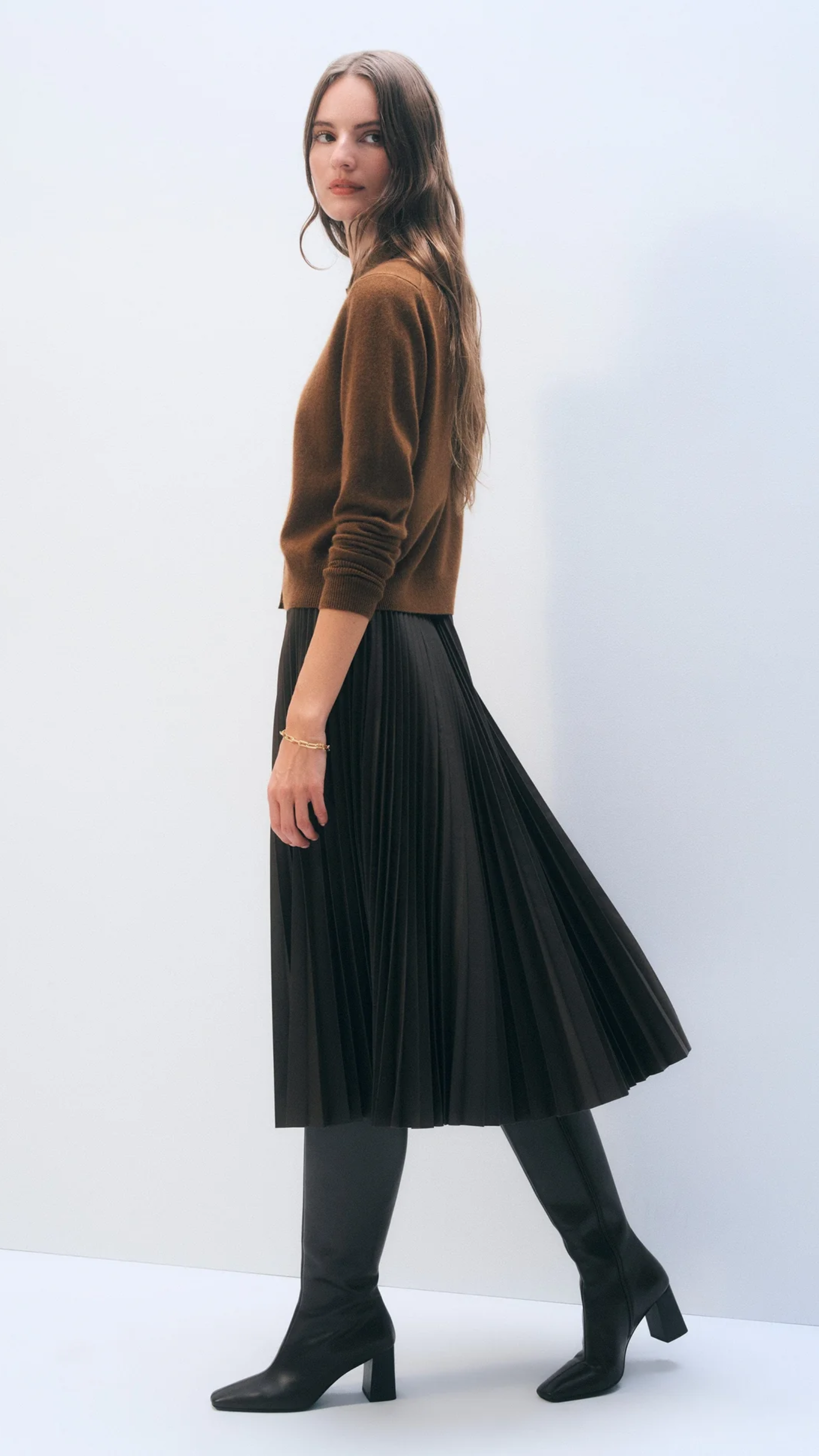White + Warren Cashmere Collared Cardigan in Golden Brown