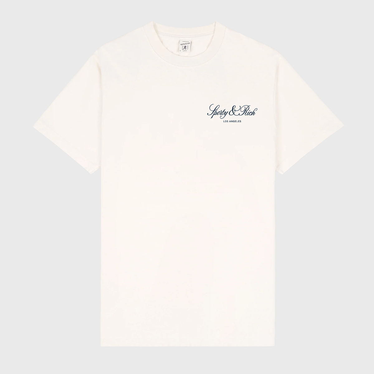 Sporty & Rich Vendome LA T-Shirt in Ecru/Navy