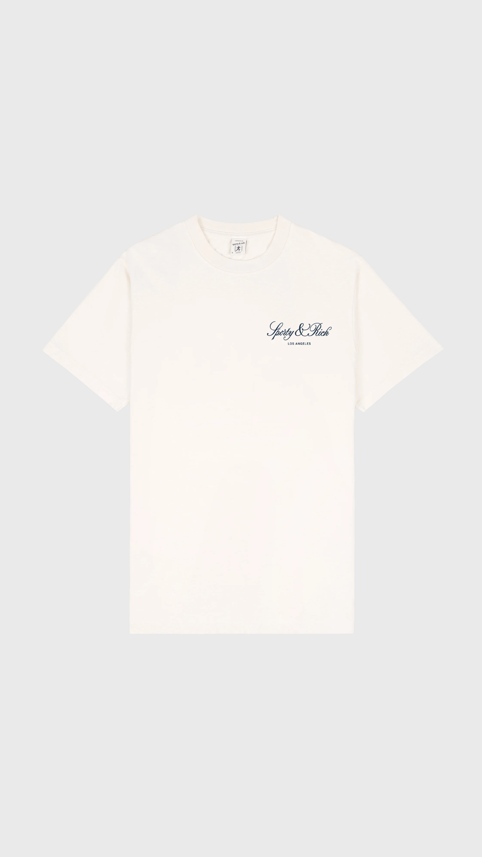 Sporty & Rich Vendome LA T-Shirt in Ecru/Navy