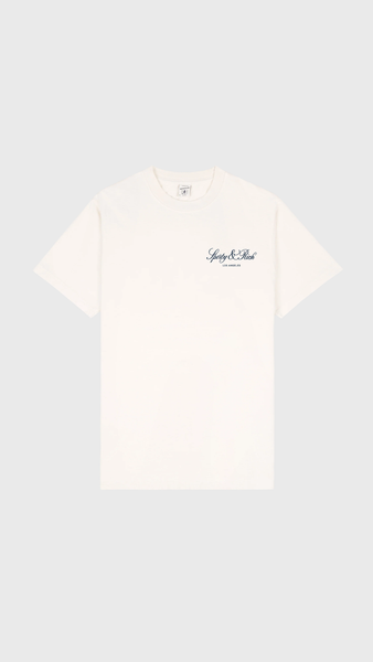 Sporty & Rich Vendome LA T-Shirt in Ecru/Navy