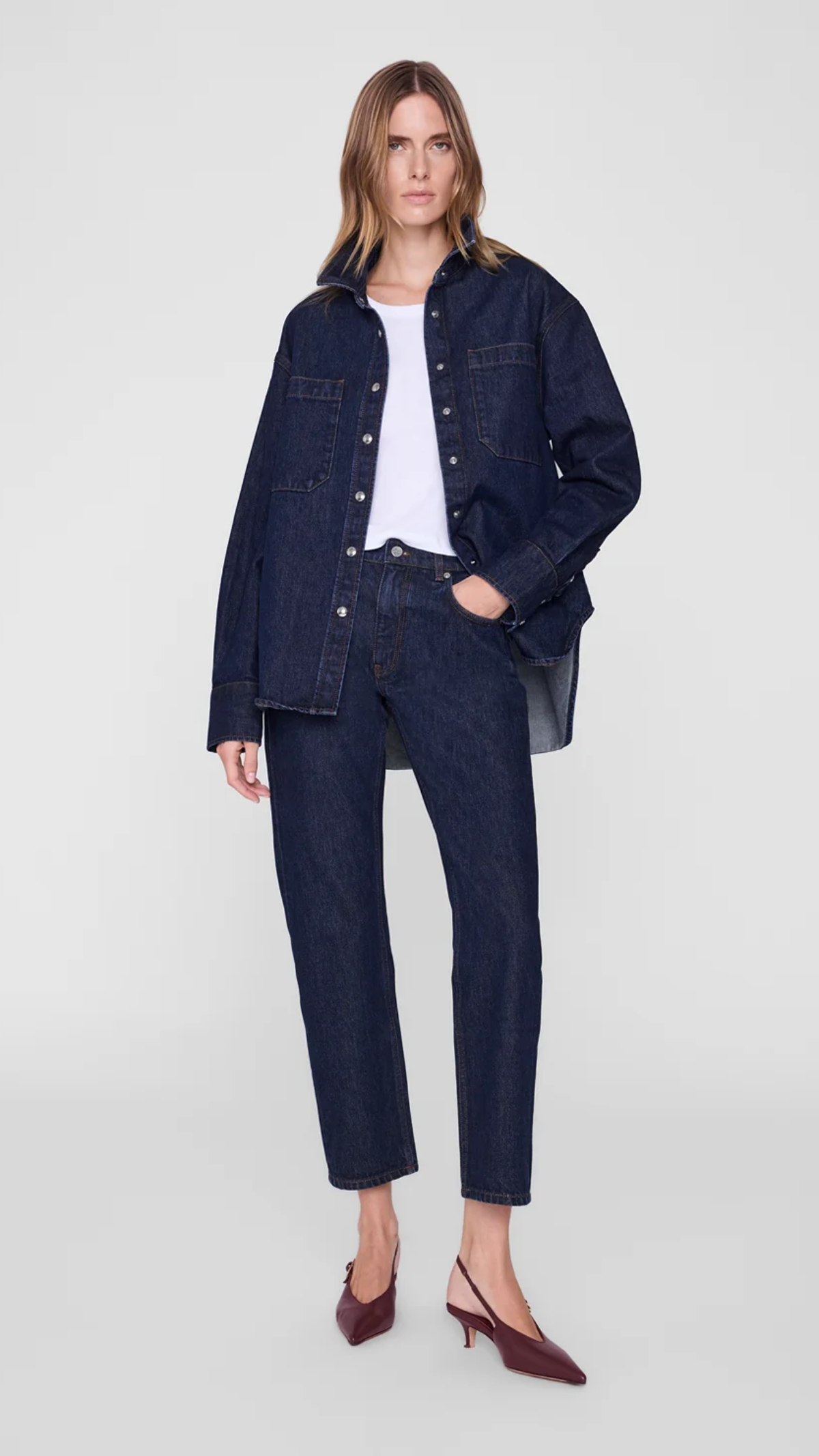 Anine Bing Samy Shirt in Unwashed Blue