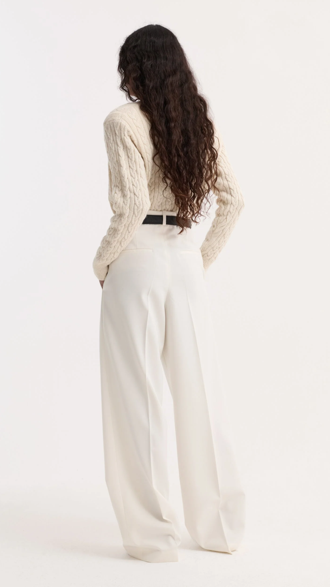 Róhe Fine Merino Cable Cardigan in Cream